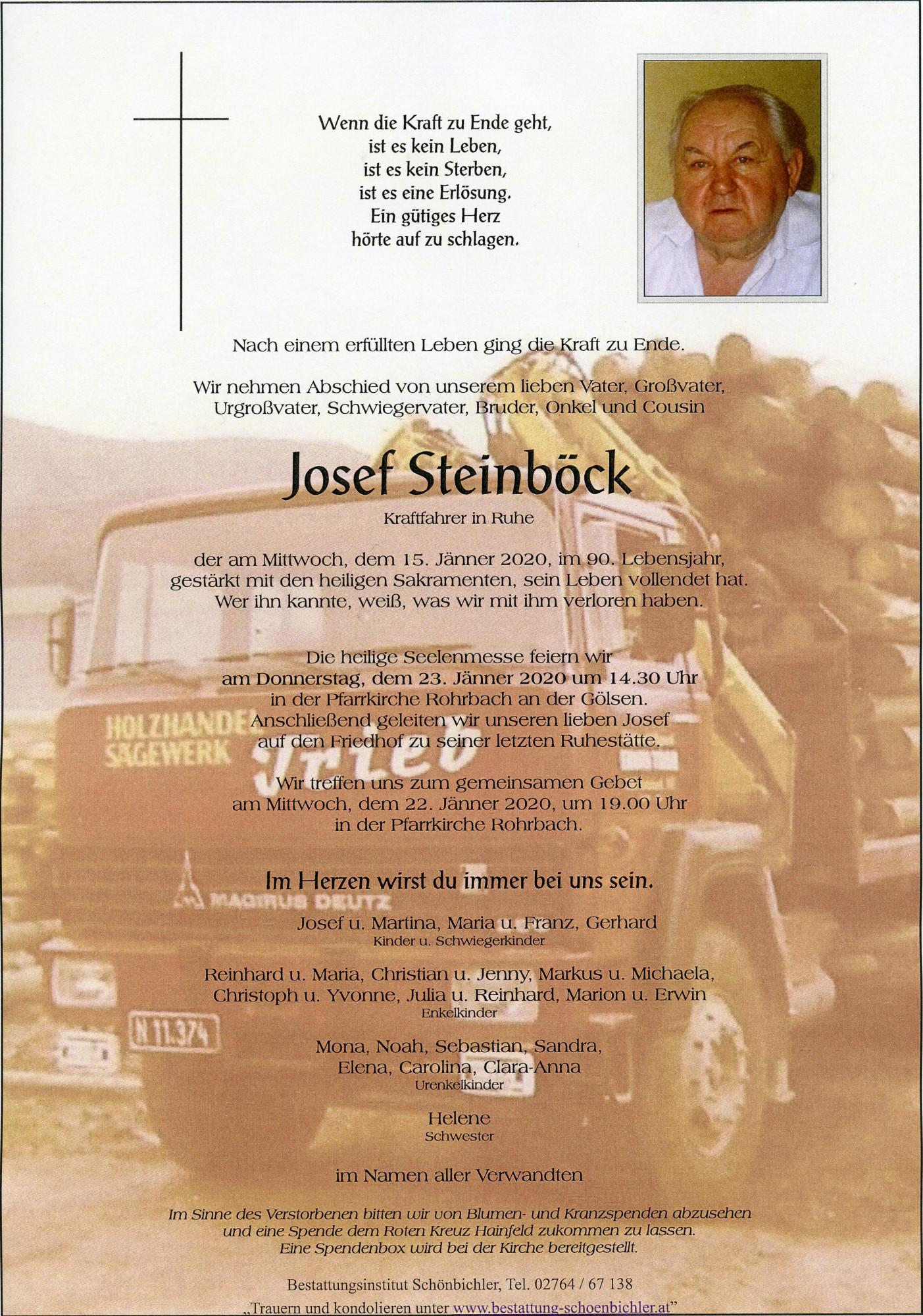 Traueranzeige von Josef Steinböck