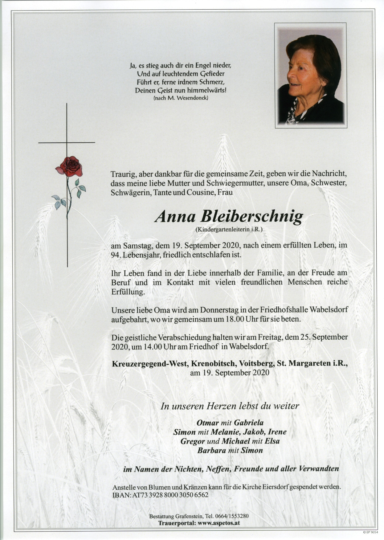 Traueranzeige von Anna Bleiberschnig