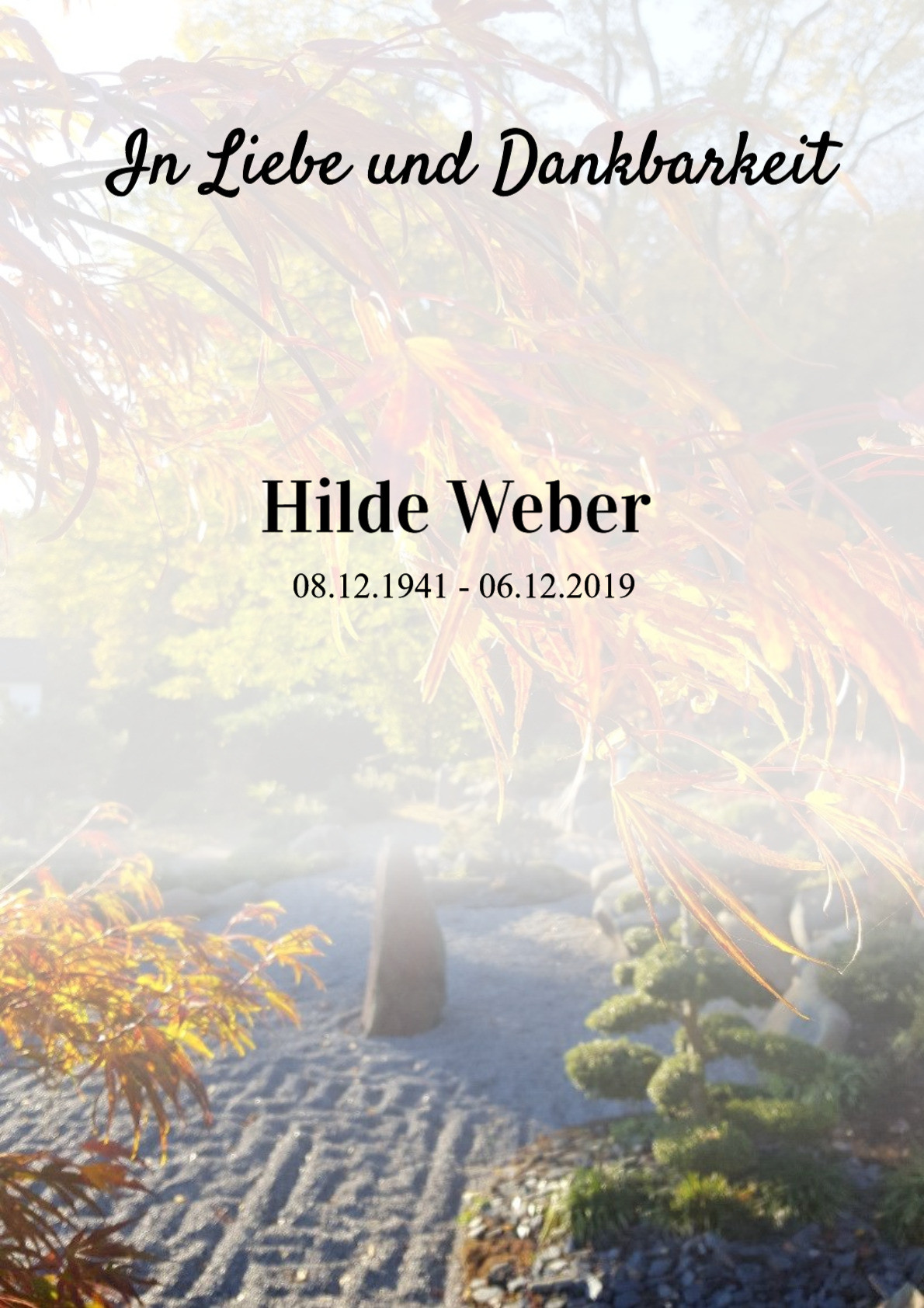 Traueranzeige von Hilde Weber