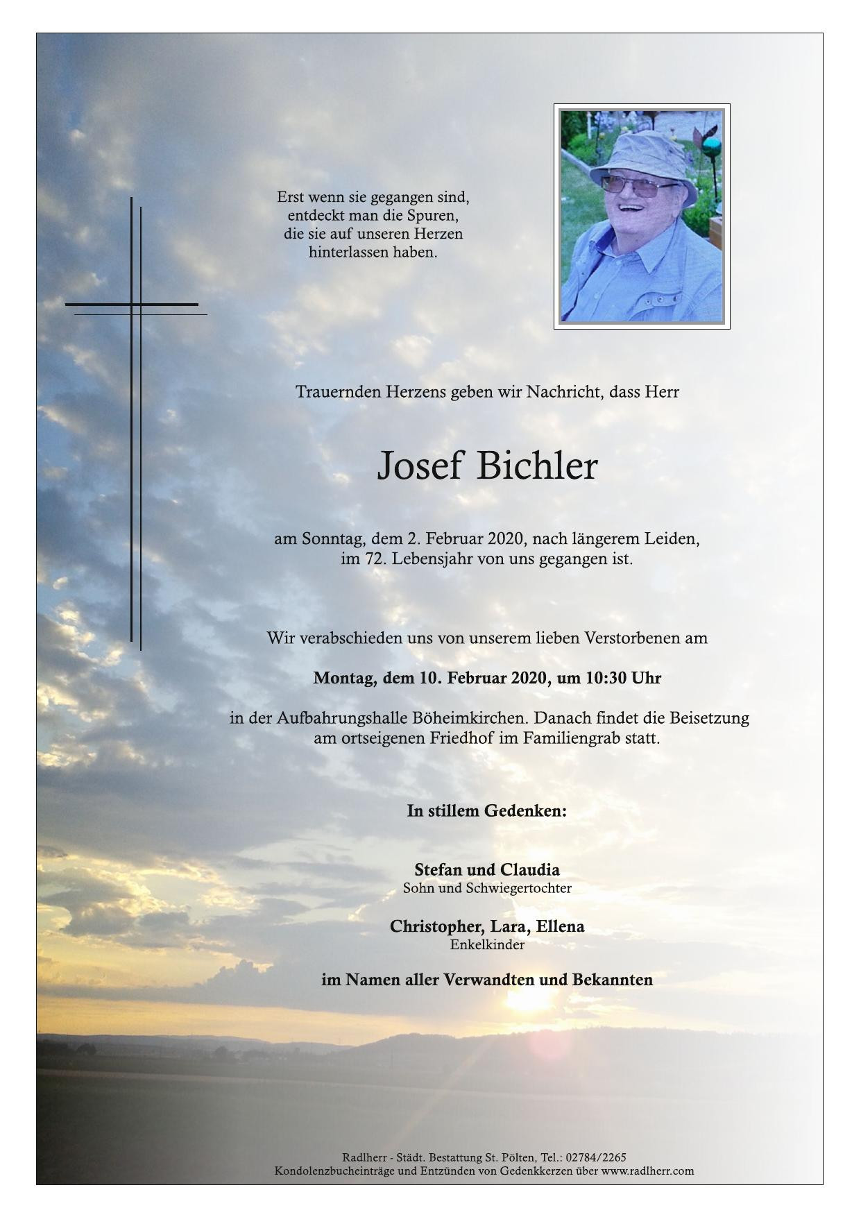 Traueranzeige von Josef Bichler