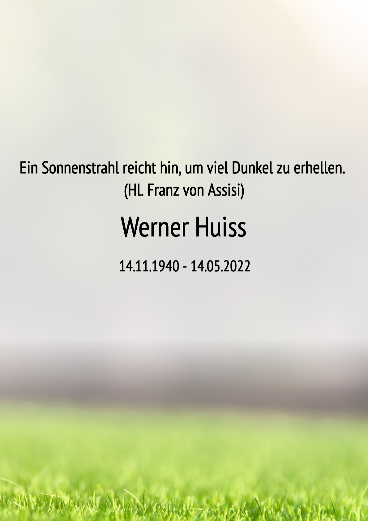 Traueranzeige von Werner Huiss