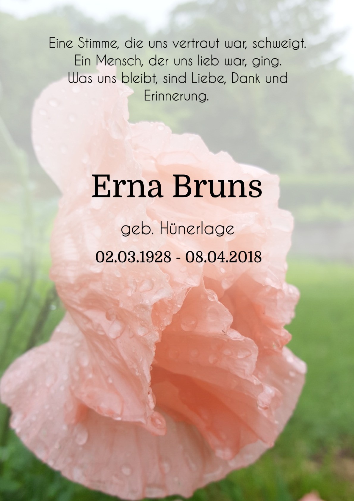 Traueranzeige von Erna Bruns