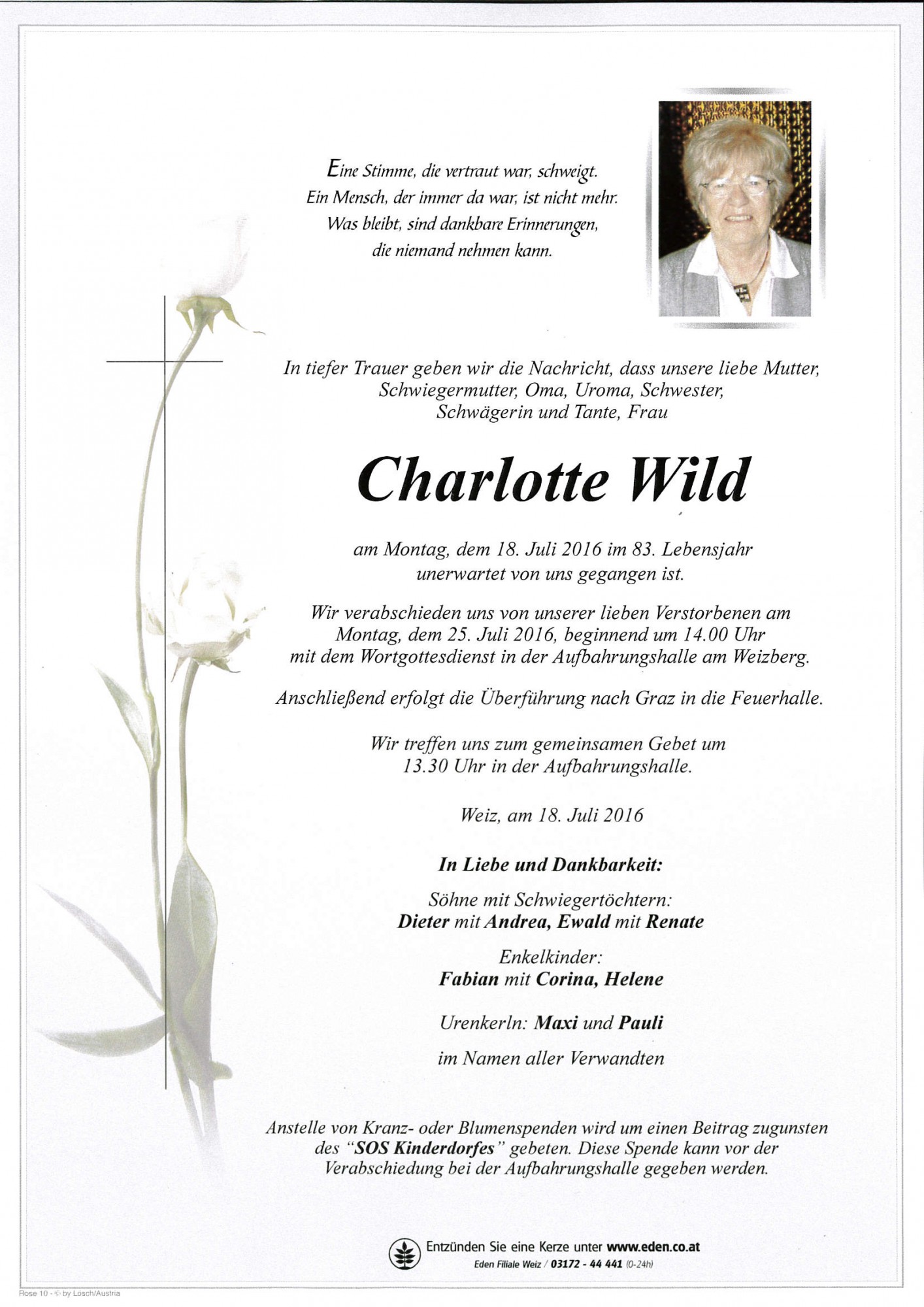 Traueranzeige von Charlotte Wild
