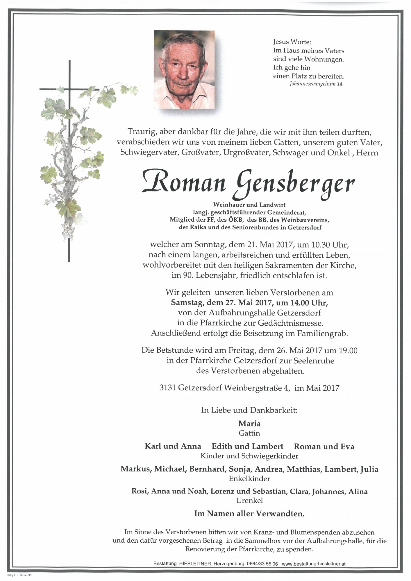 Traueranzeige von Roman Gensberger