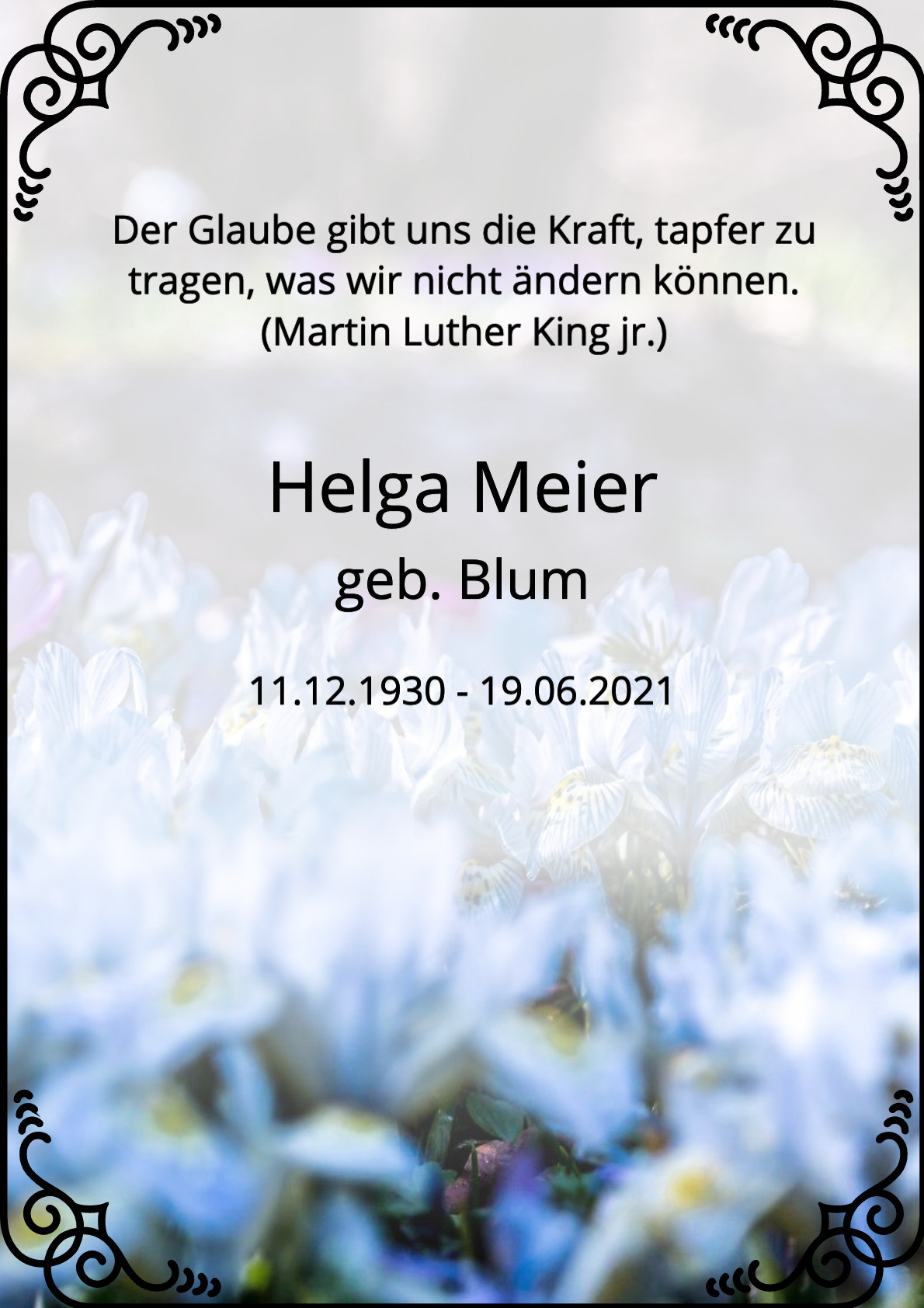 Traueranzeige von Helga Meier