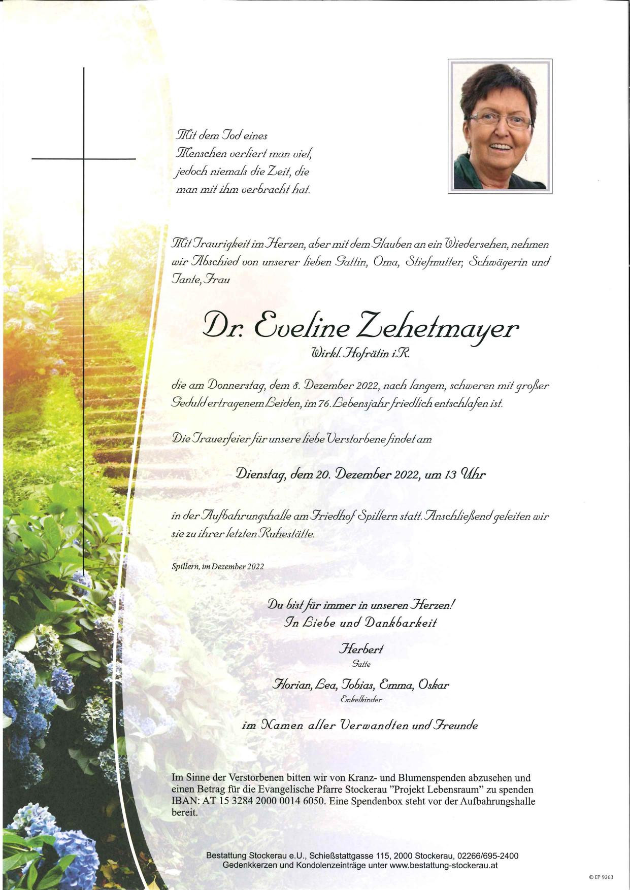 Traueranzeige von Dr. Eveline Zehetmayer