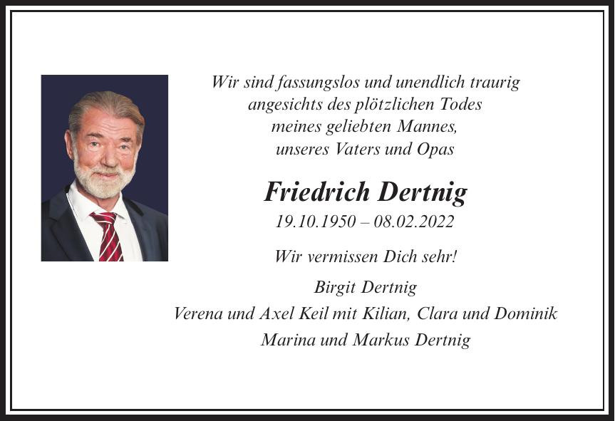 Traueranzeige von Friedrich Dertnig