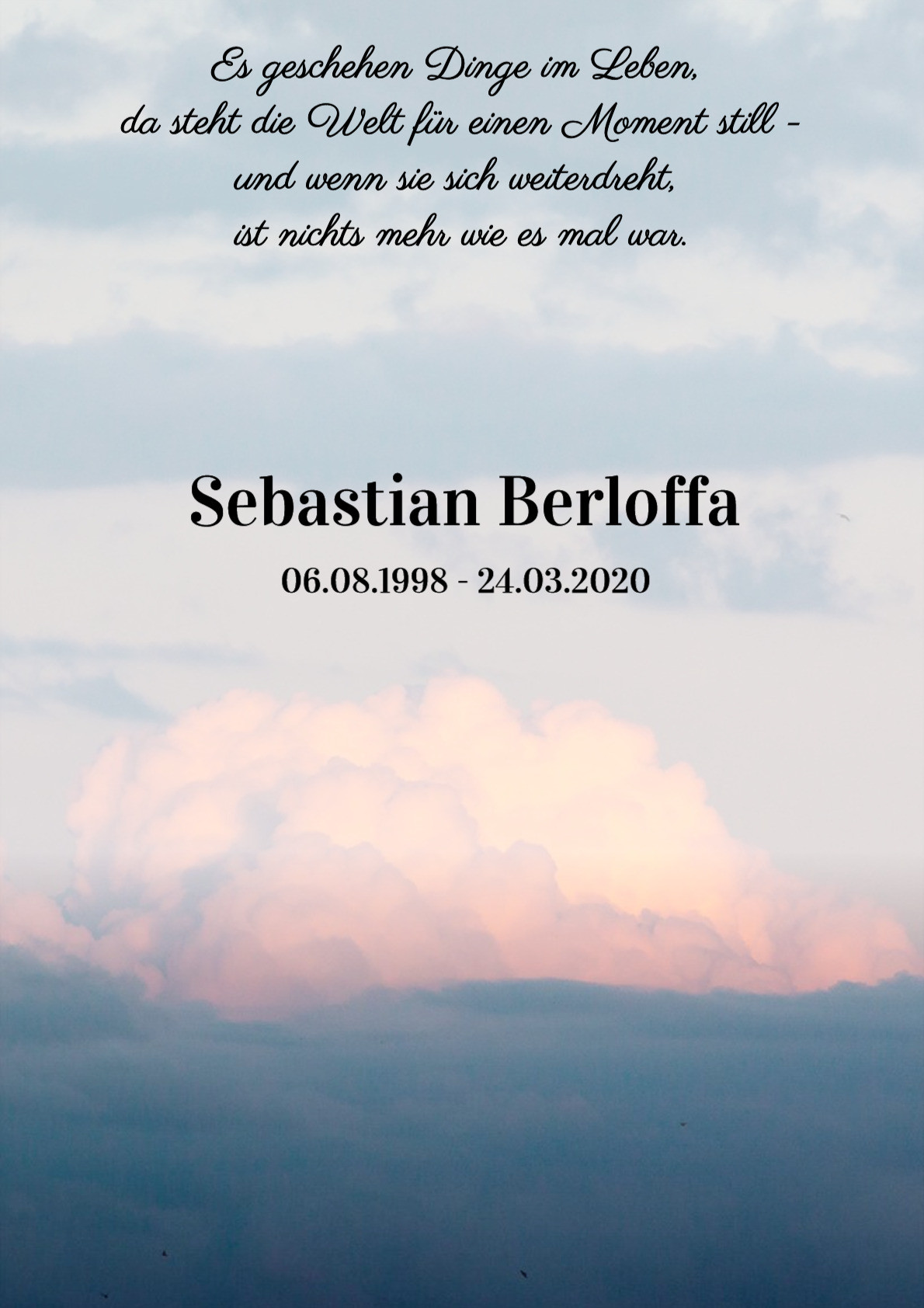 Traueranzeige von Sebastian Berloffa