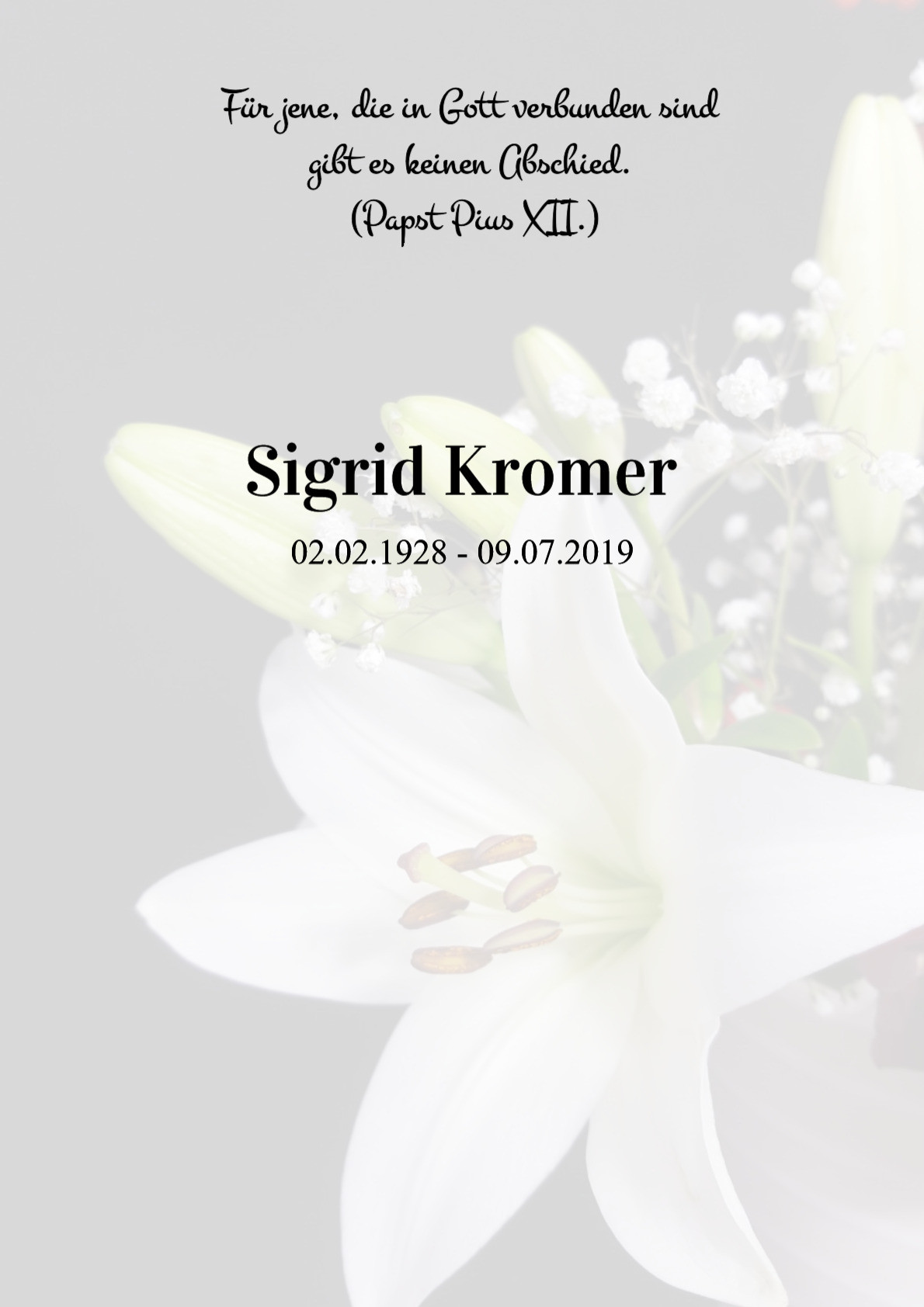 Traueranzeige von Sigrid Kromer