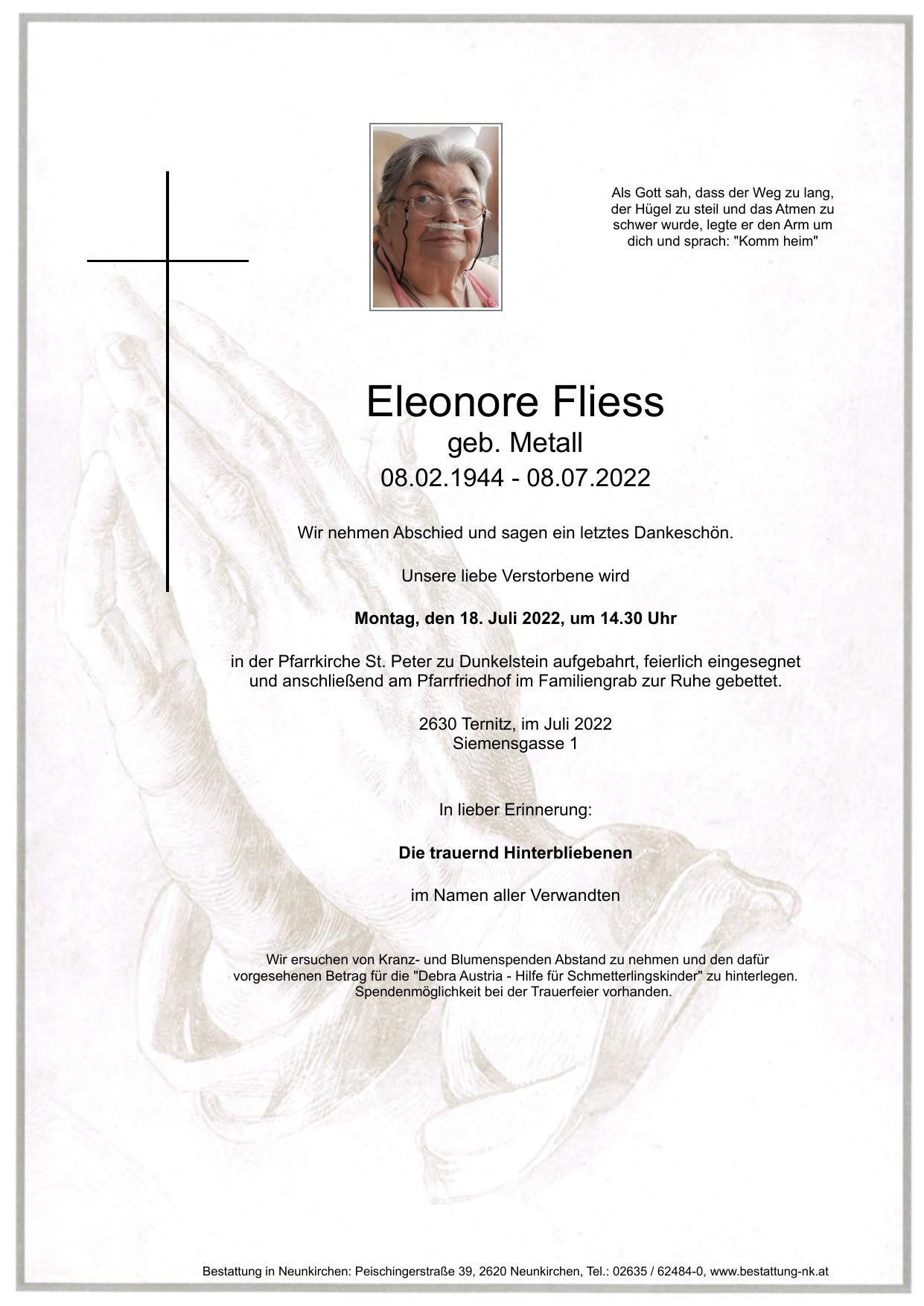 Traueranzeige von Eleonore Fliess