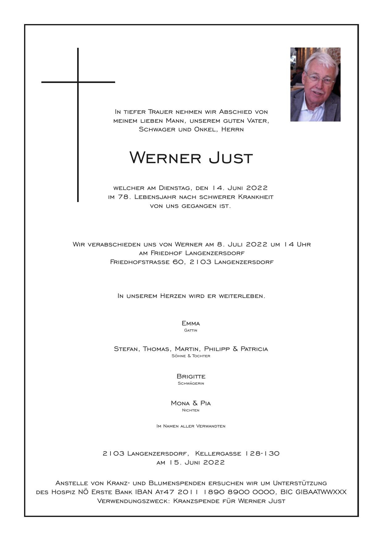 Traueranzeige von Werner Just