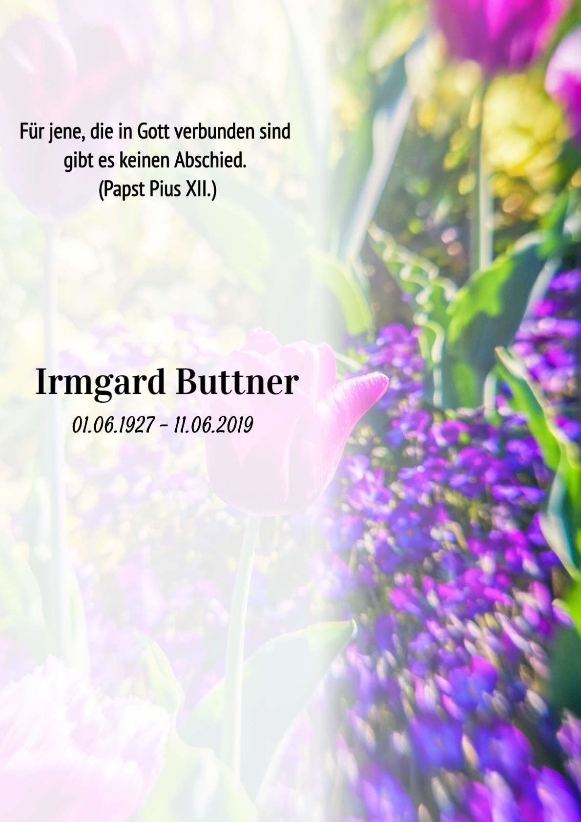 Traueranzeige von Irmgard Buttner