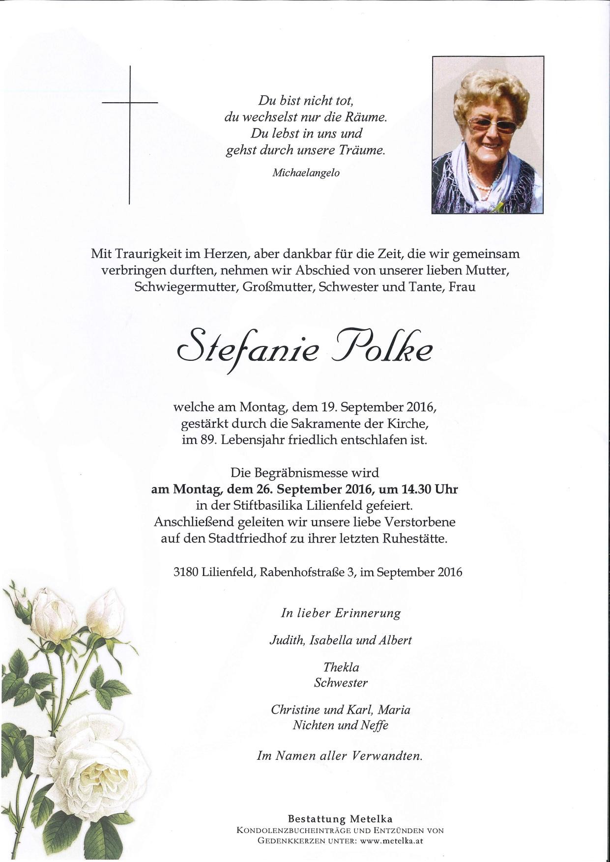 Traueranzeige von Stefanie Polke
