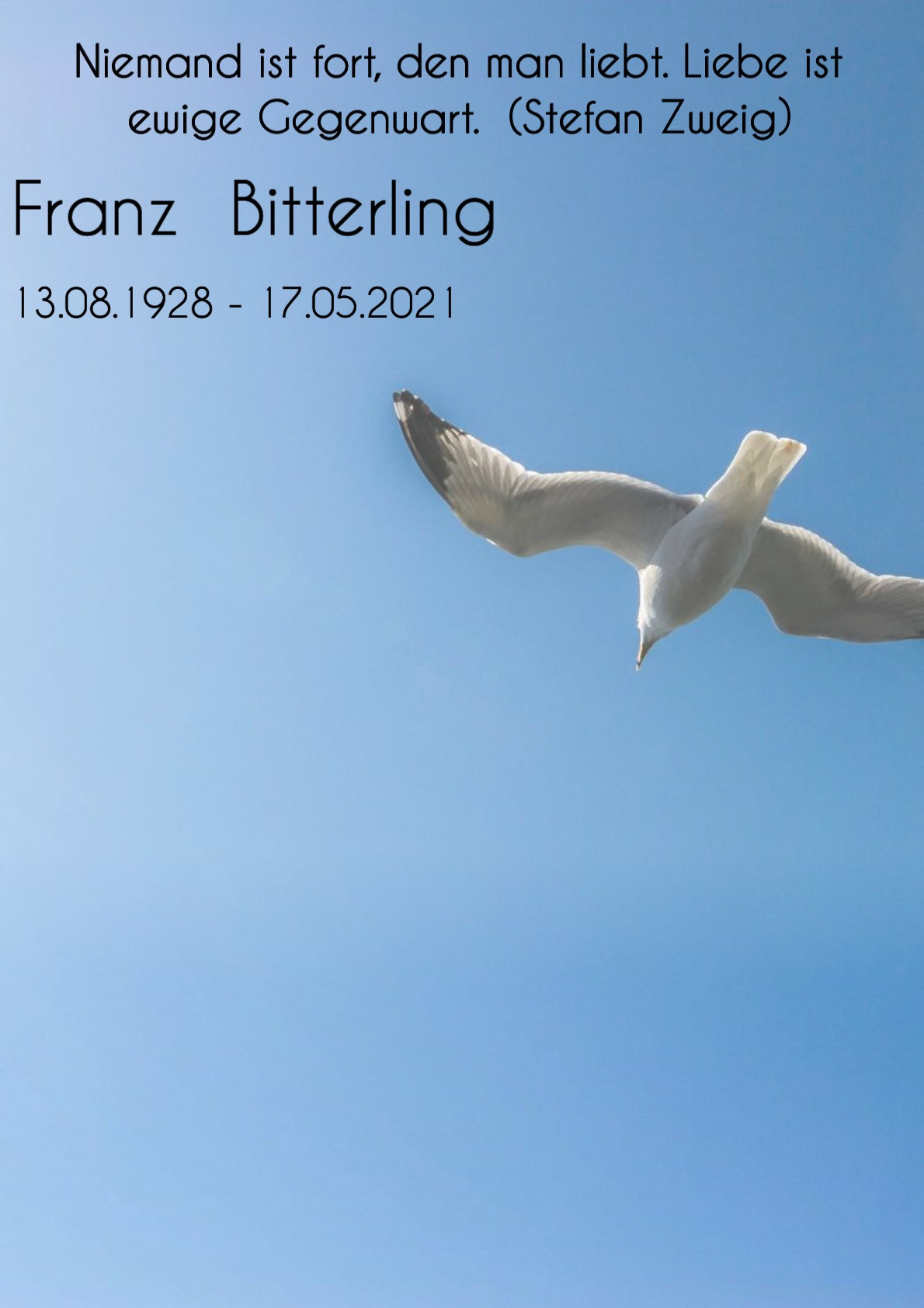 Traueranzeige von Franz Bitterling