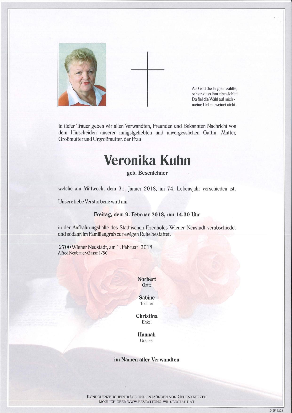 Traueranzeige von Veronika Kuhn