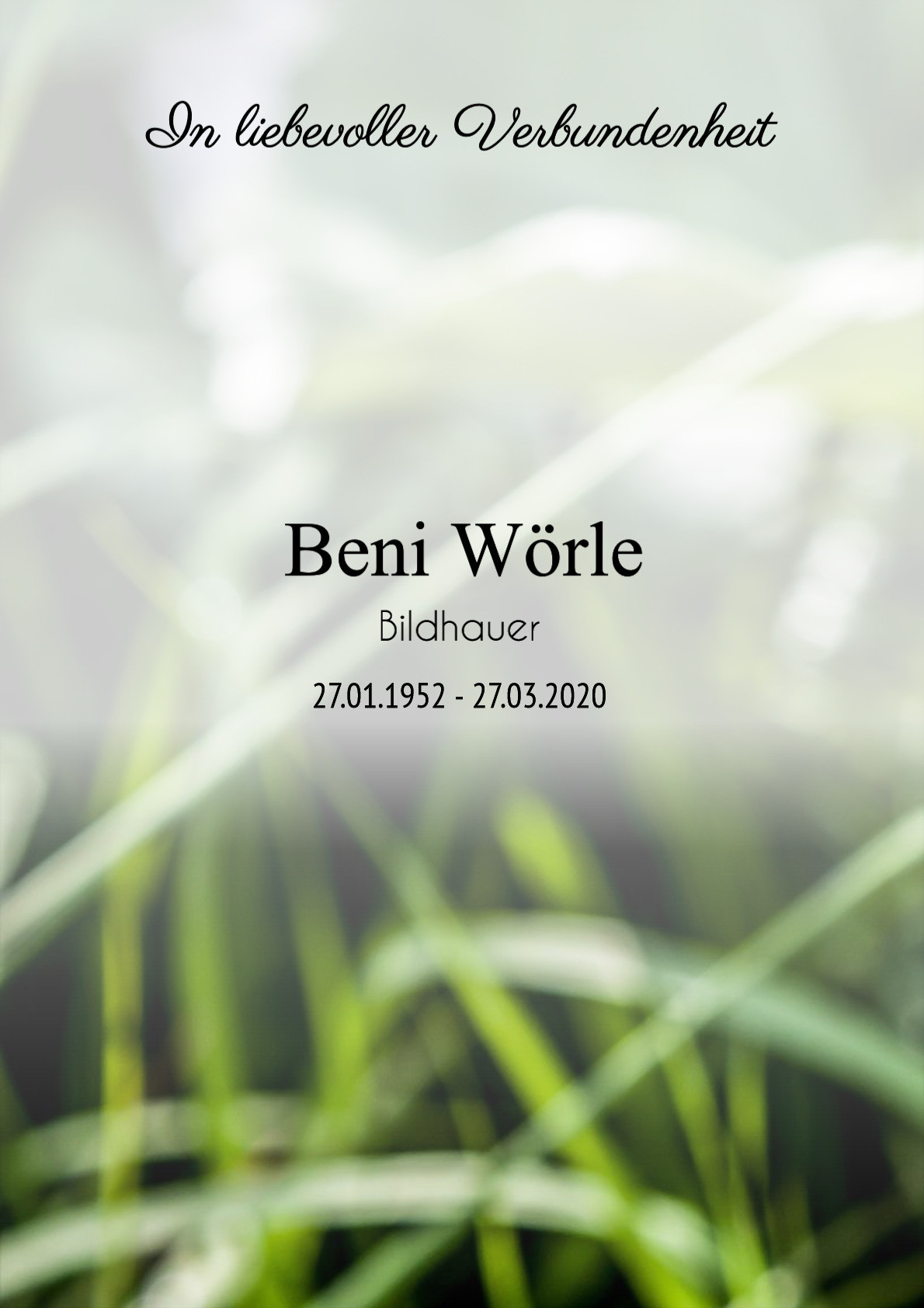 Traueranzeige von Beni Wörle