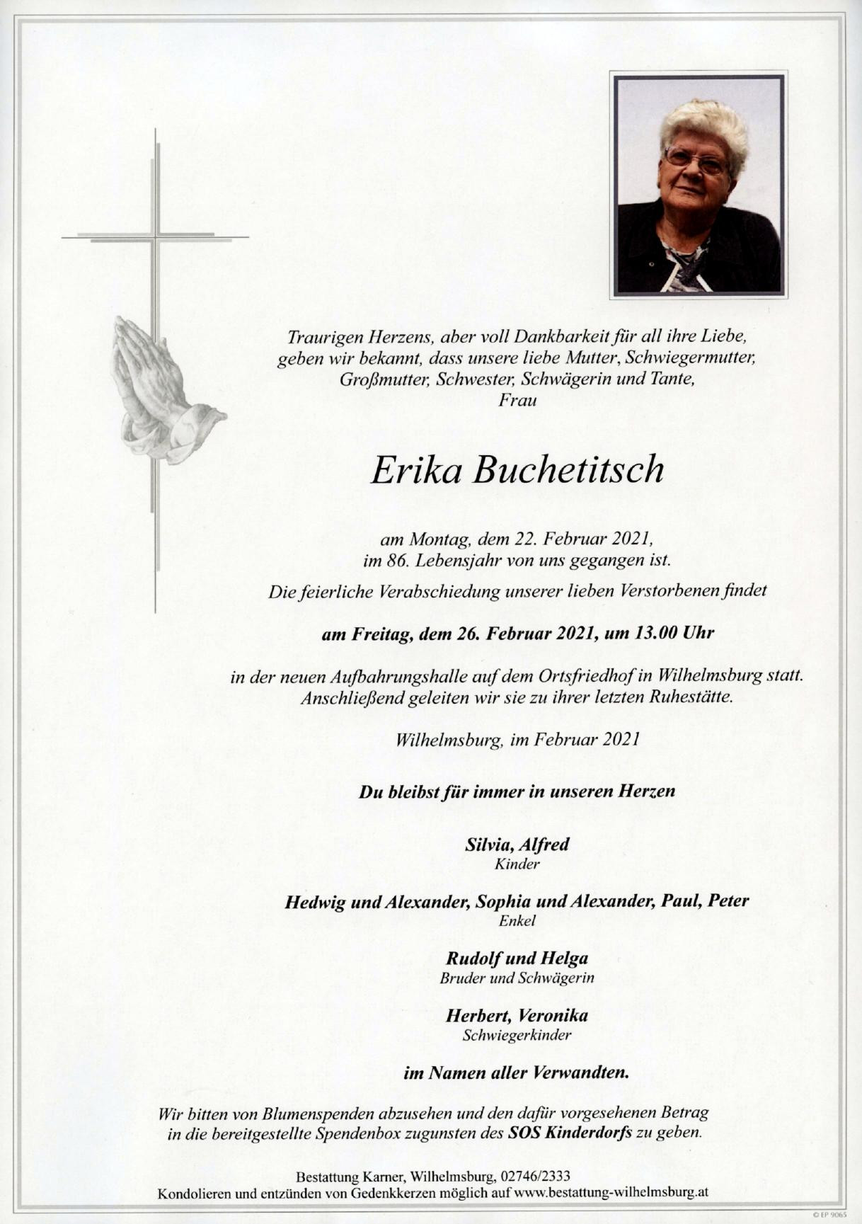 Traueranzeige von Erika Buchetitsch