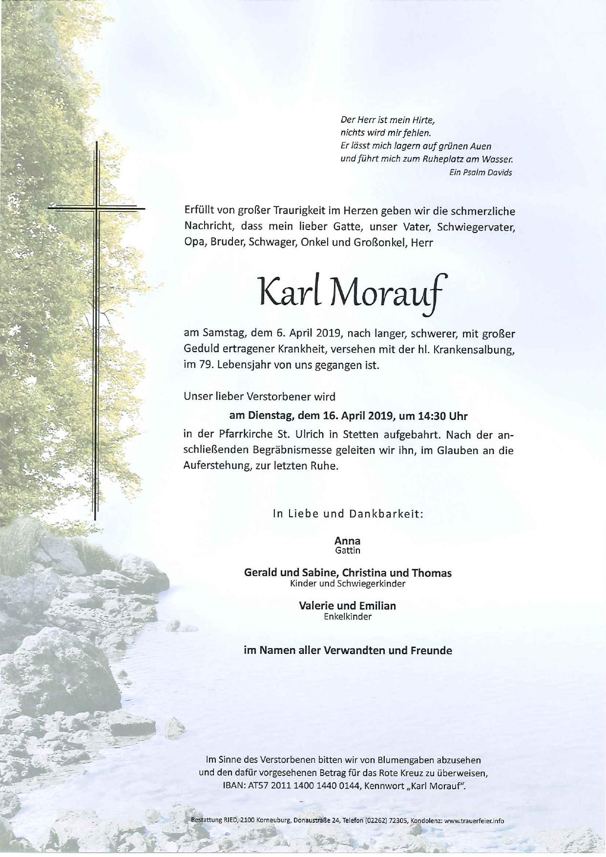 Traueranzeige von Karl Morauf