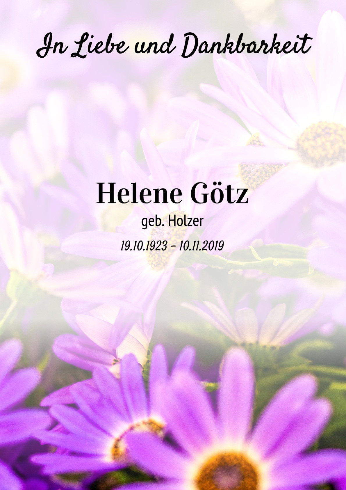 Traueranzeige von Helene Götz