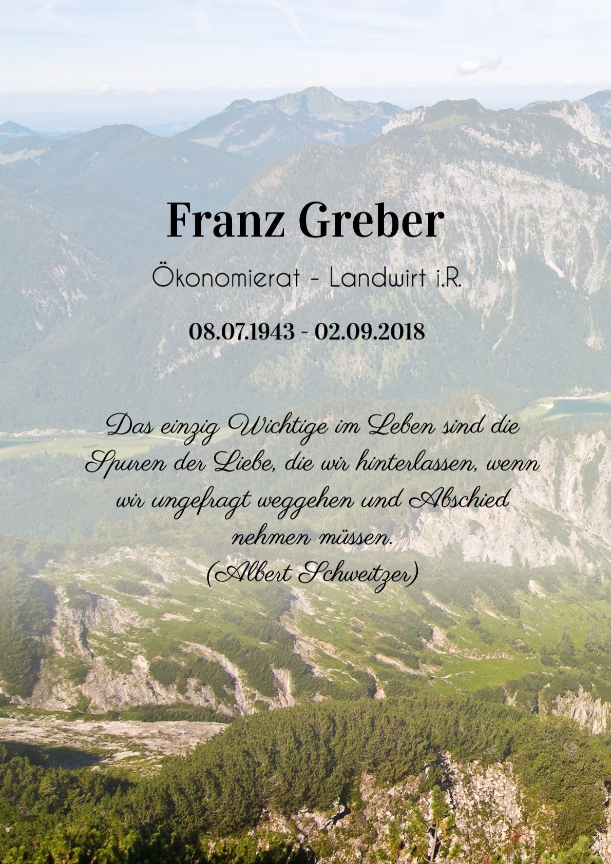 Traueranzeige von Franz Greber