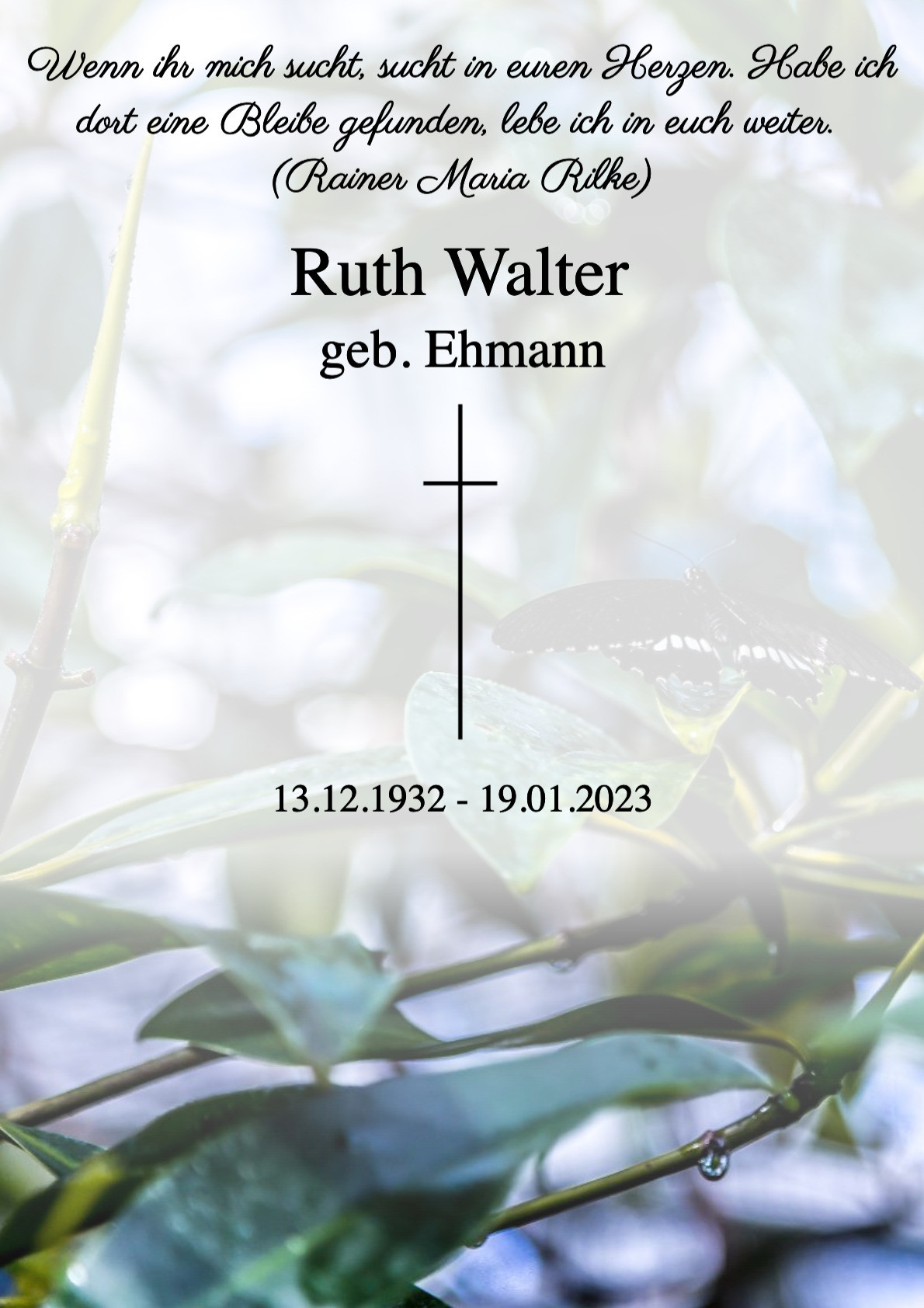 Traueranzeige von Ruth Walter