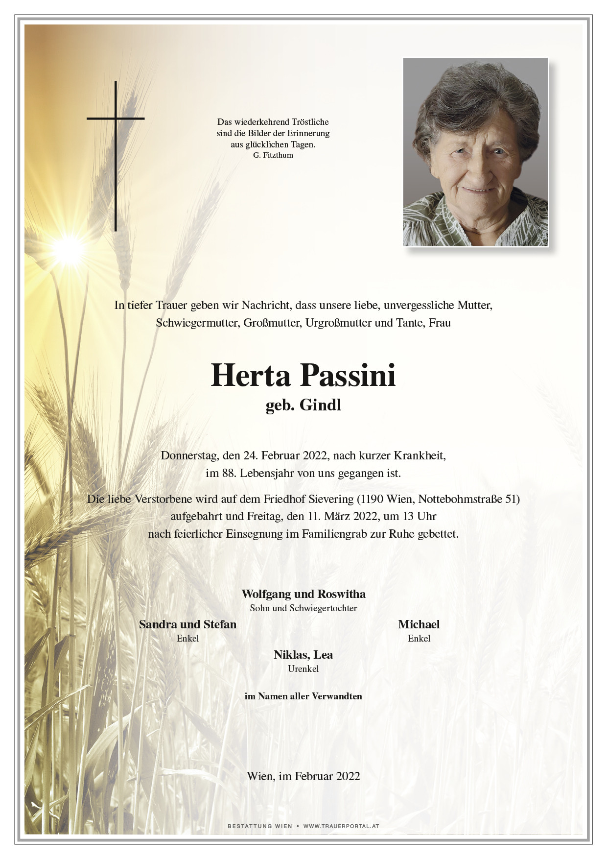 Traueranzeige von Herta Passini