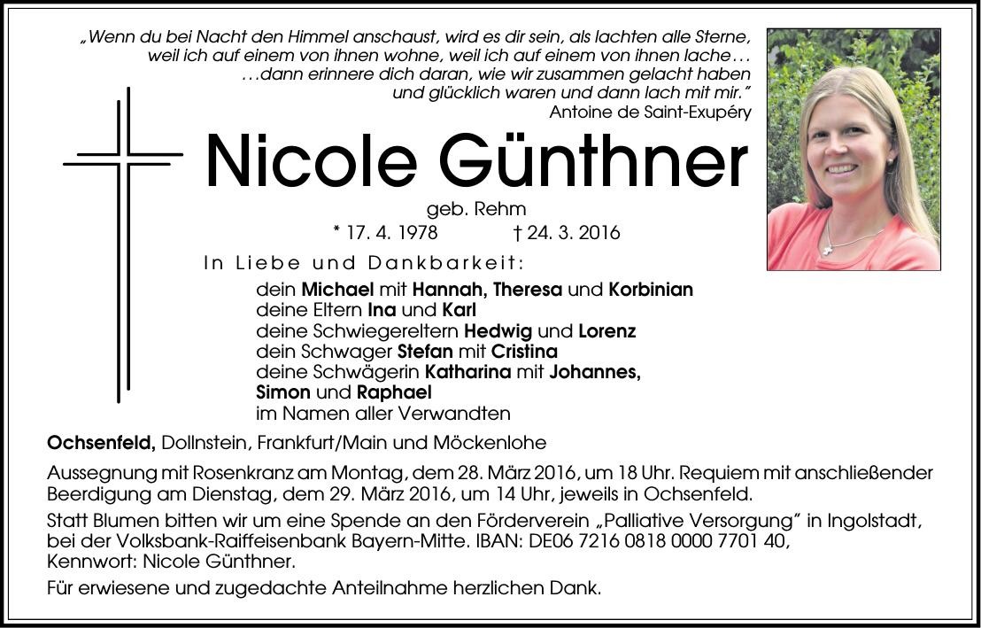 Traueranzeige von Nicole Günthner