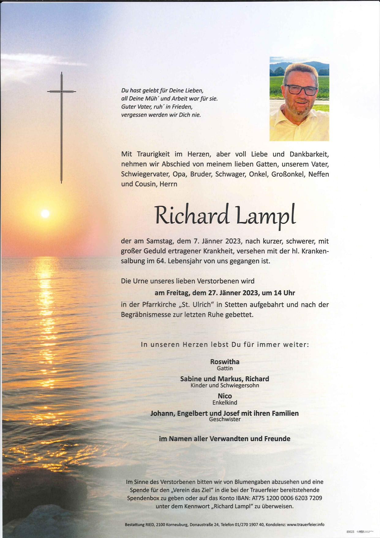 Traueranzeige von Richard Lampl