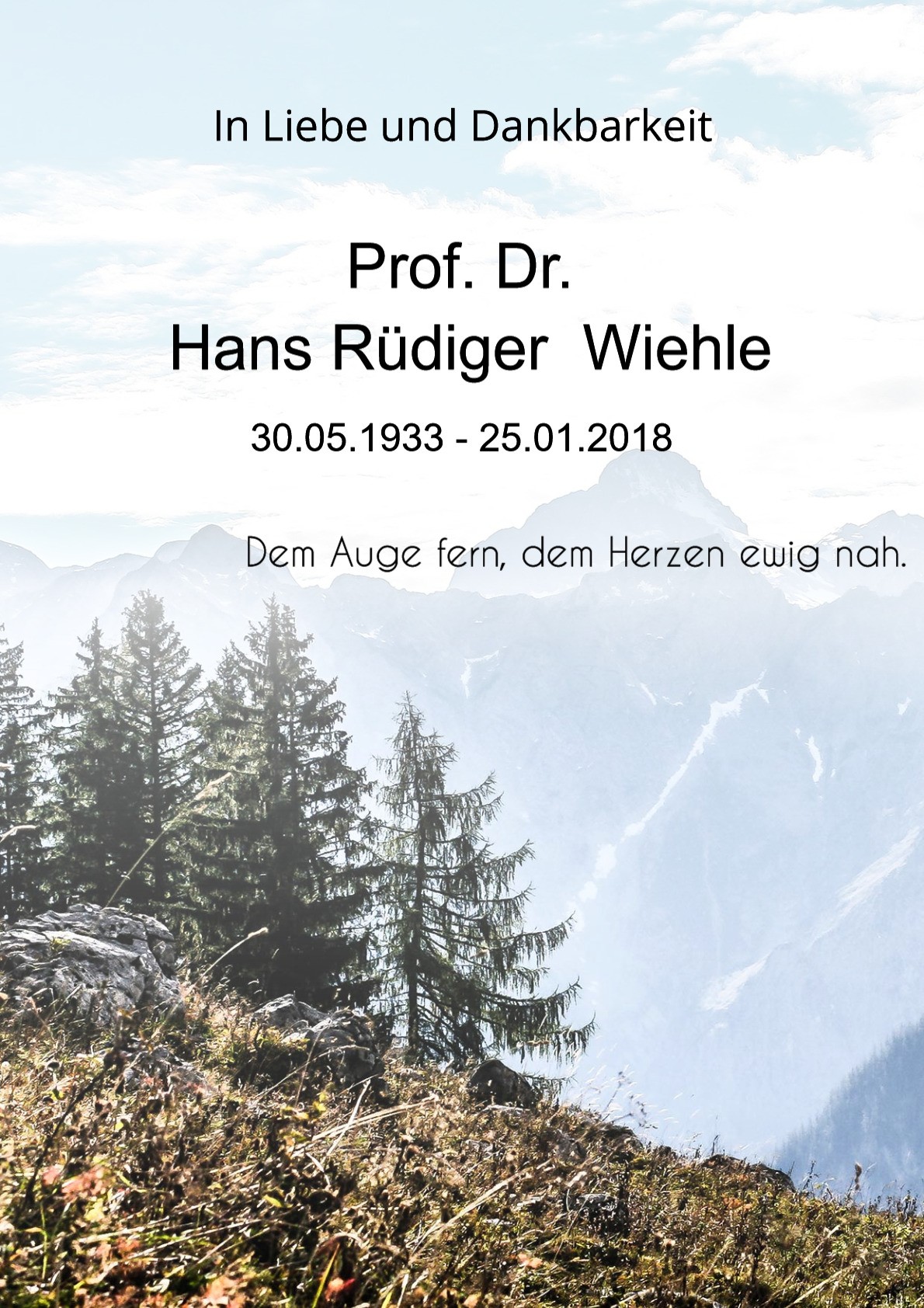 Traueranzeige von Prof. Dr. Hans Rüdiger Wiehle