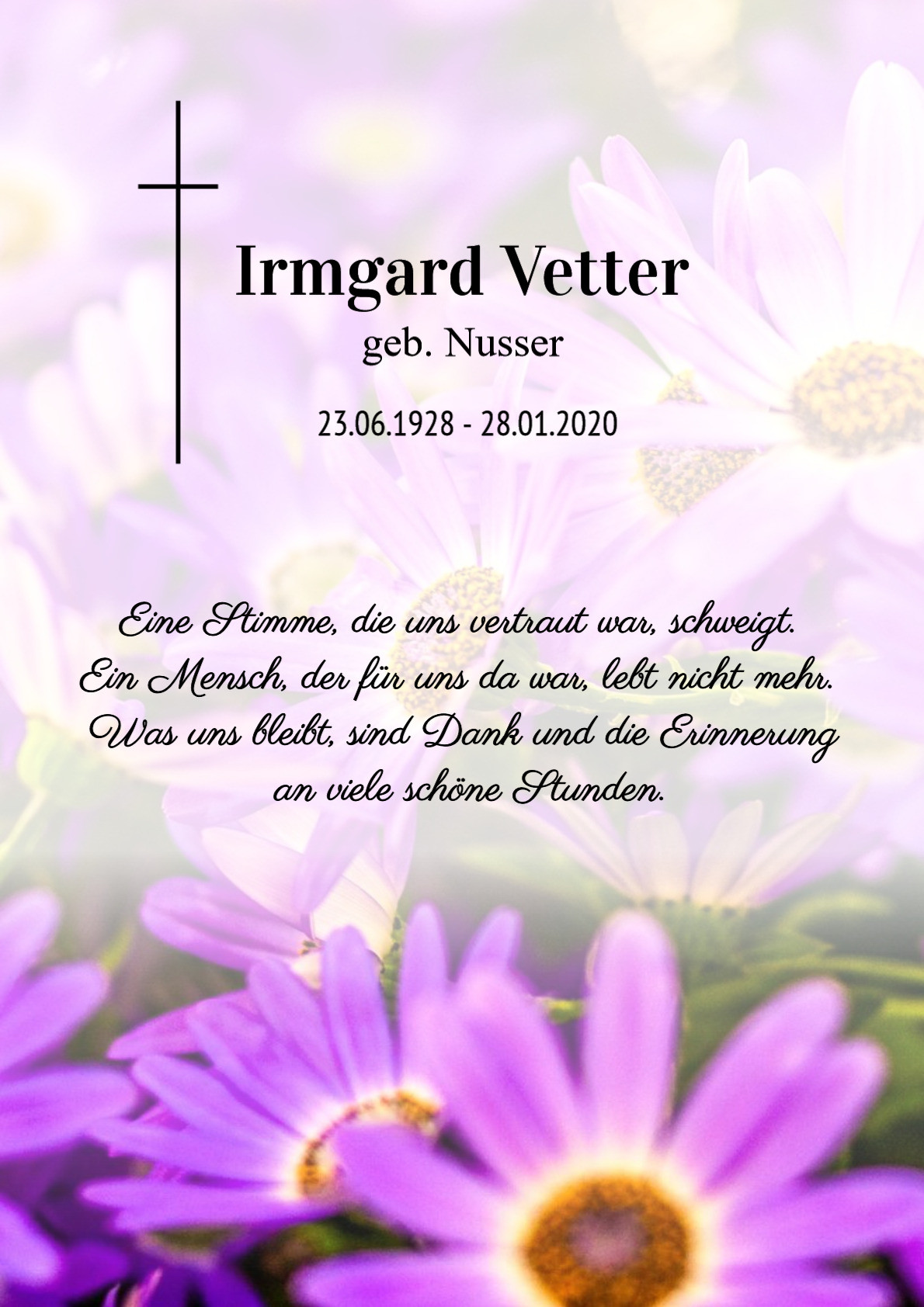 Traueranzeige von Irmgard Vetter