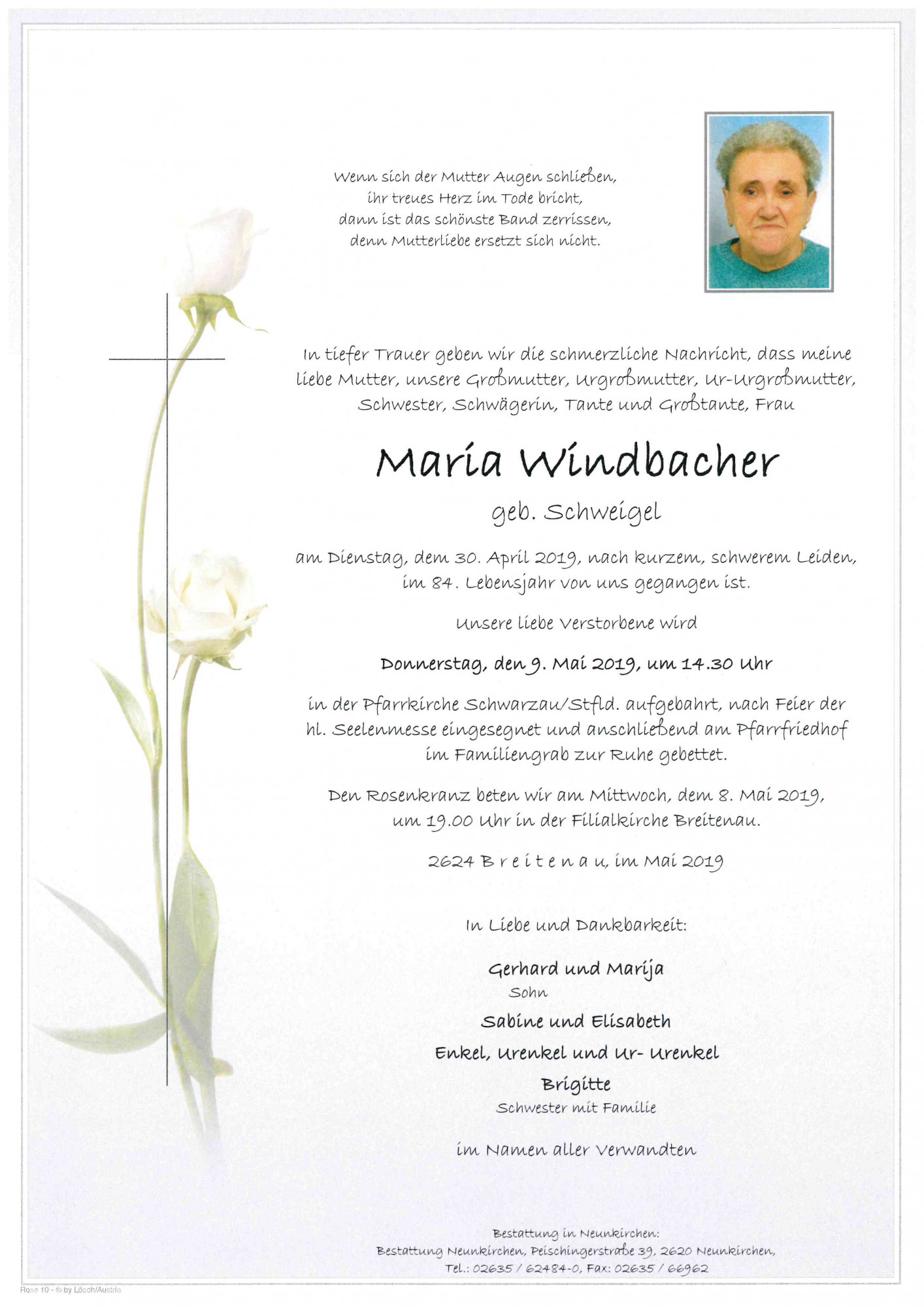 Traueranzeige von Maria Windbacher