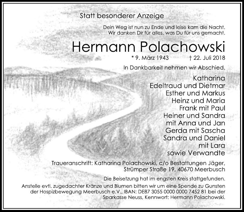 Traueranzeige von Hermann Polachowski