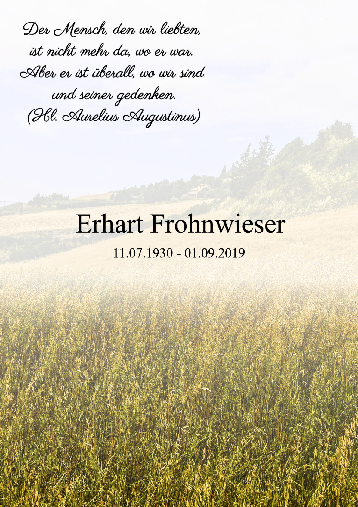 Traueranzeige von Erhart Frohnwieser