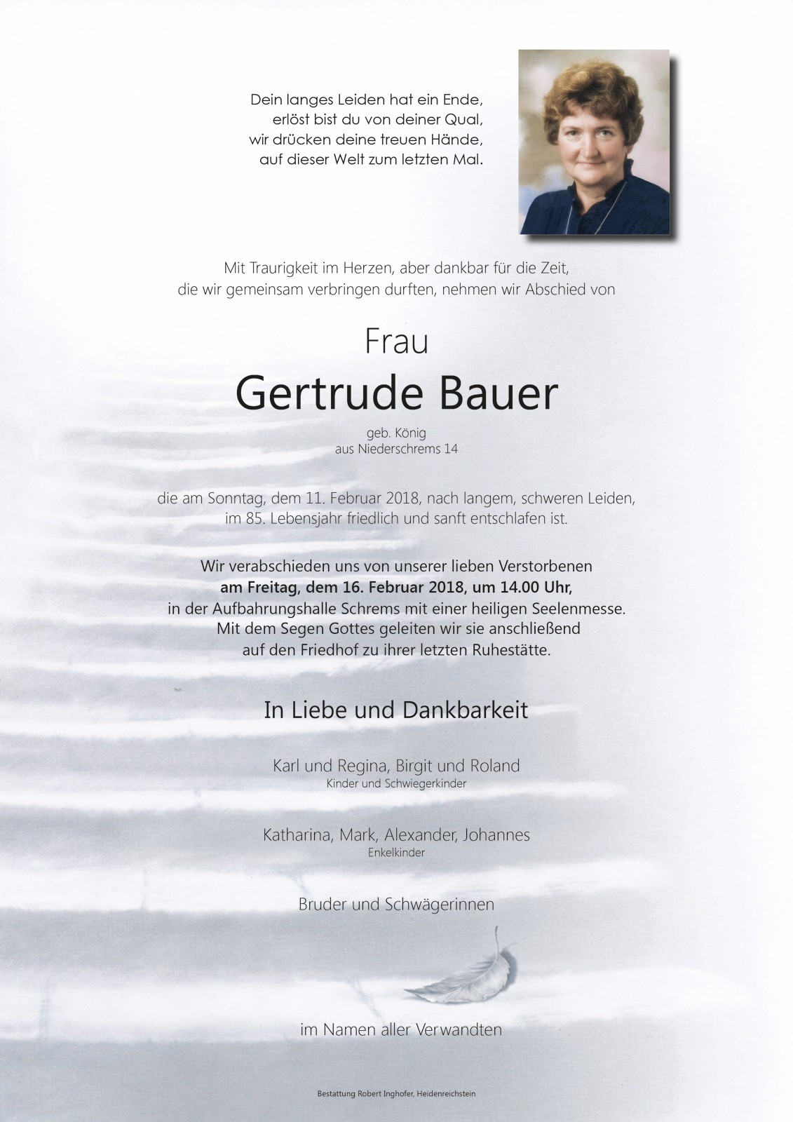 Traueranzeige von Gertrude Bauer