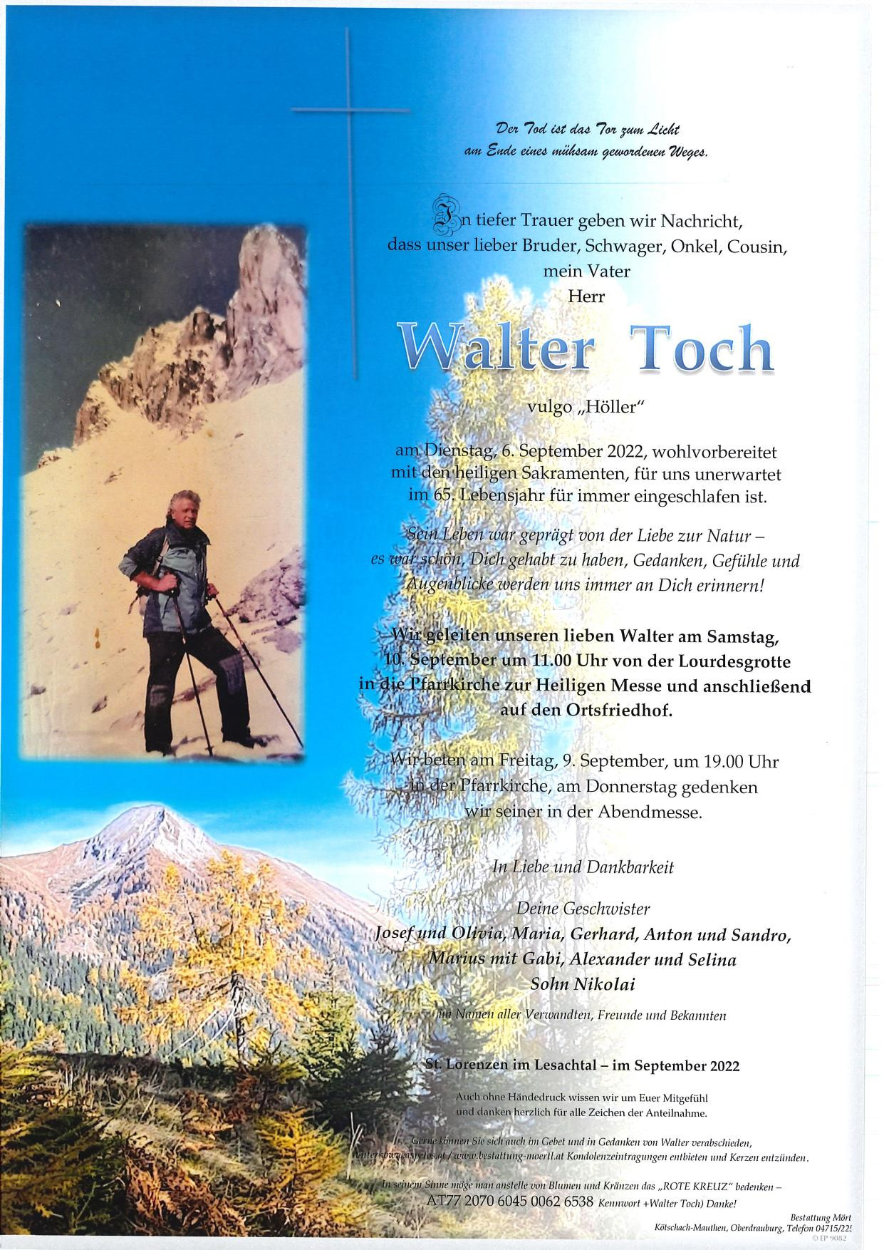 Traueranzeige von Walter Toch