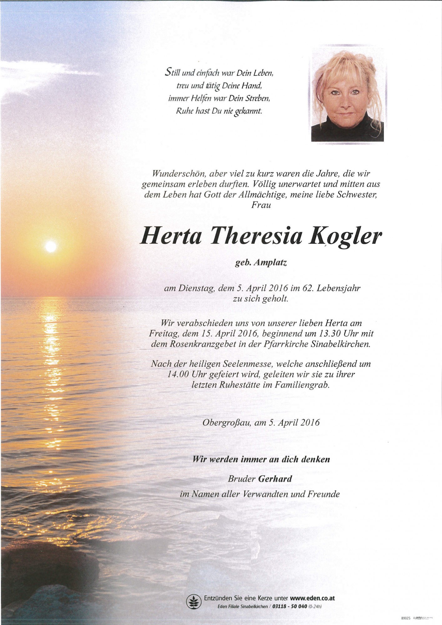 Traueranzeige von Herta Kogler