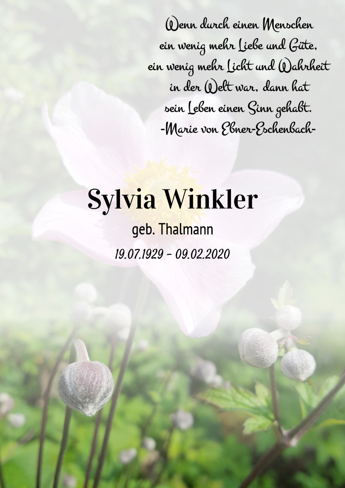 Traueranzeige von Sylvia Winkler