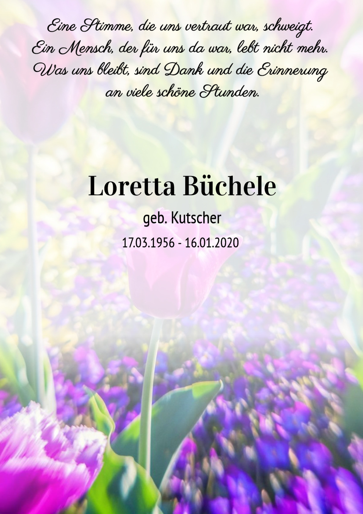 Traueranzeige von Loretta Büchele