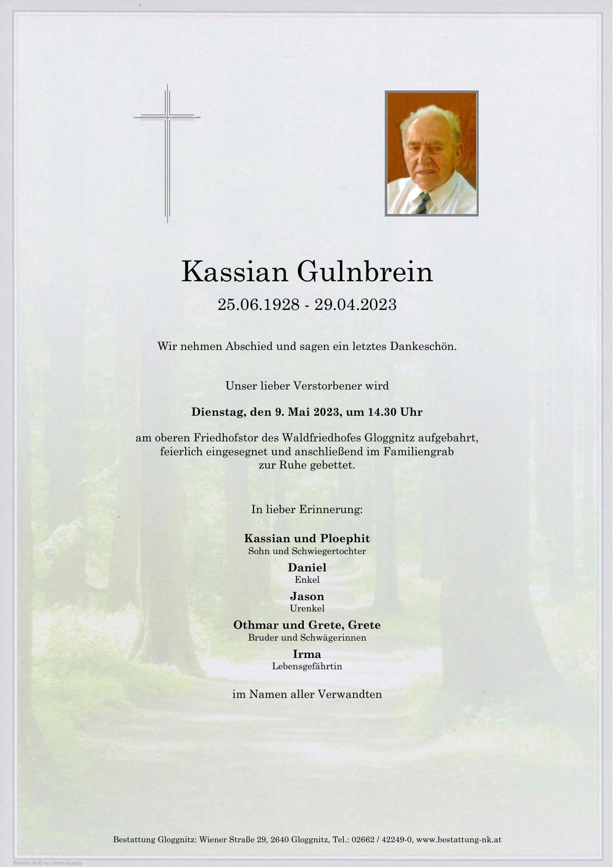 Traueranzeige von Kassian Gulnbrein