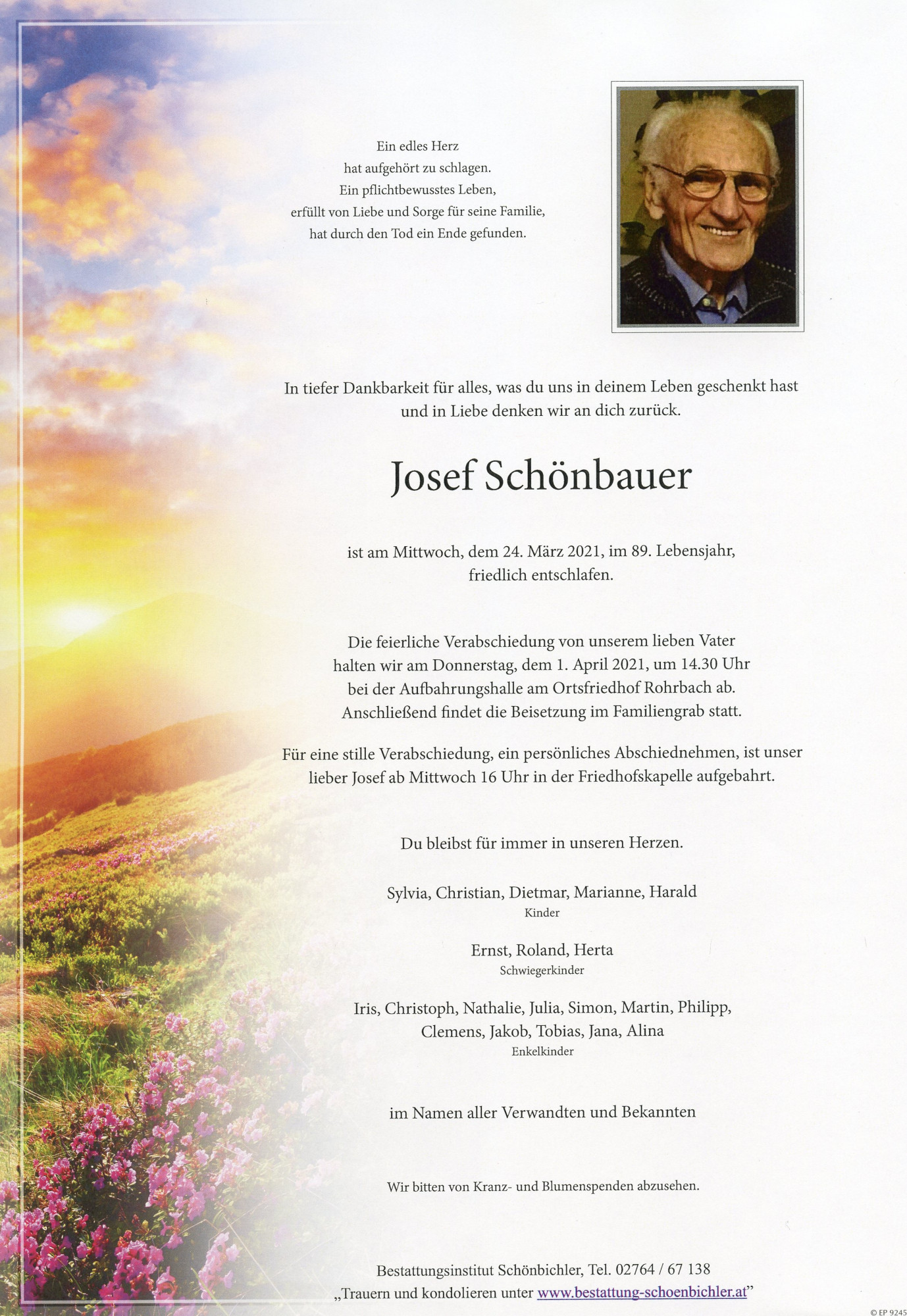 Traueranzeige von Josef Schönbauer