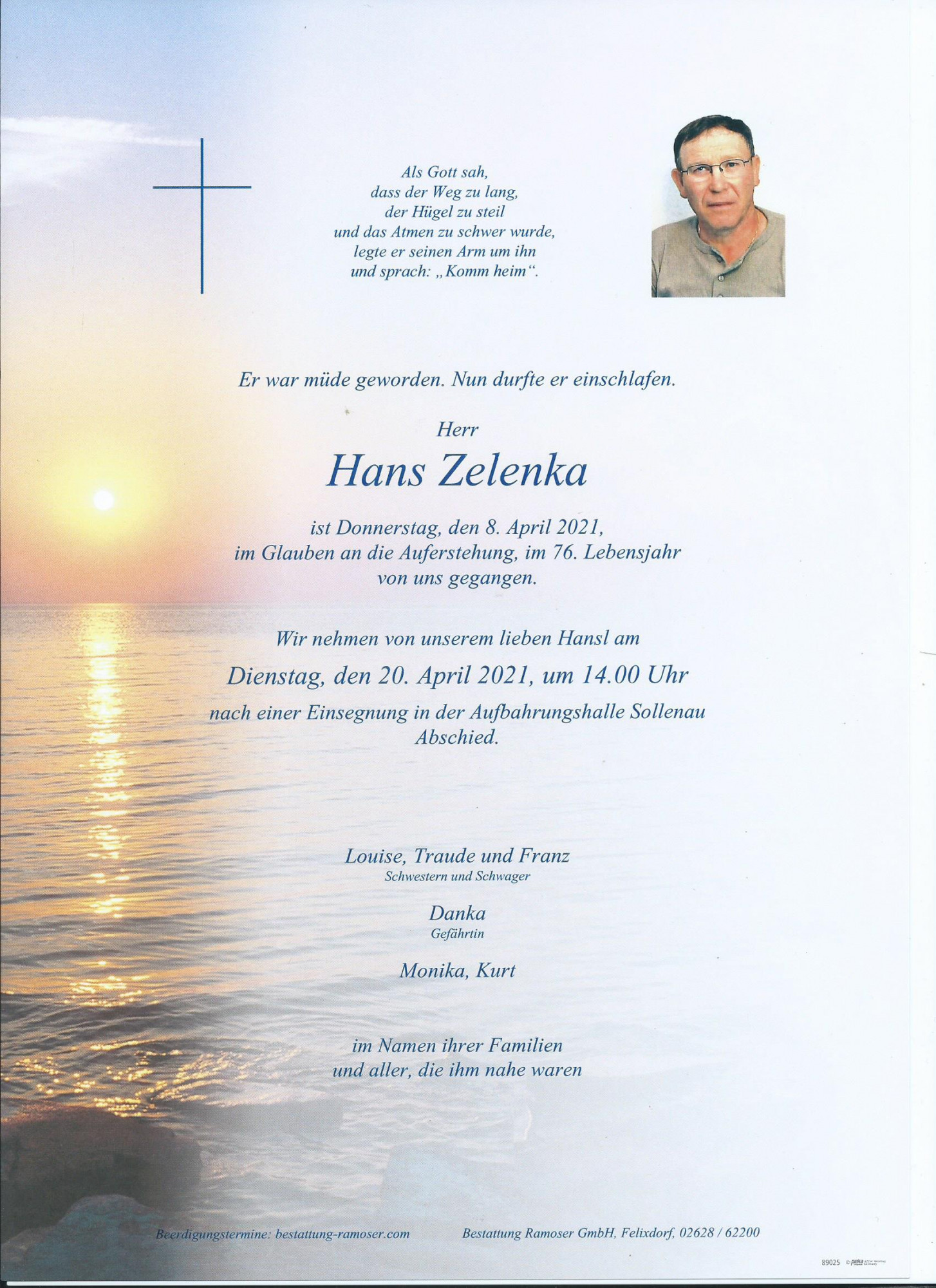 Traueranzeige von Hans Zelenka