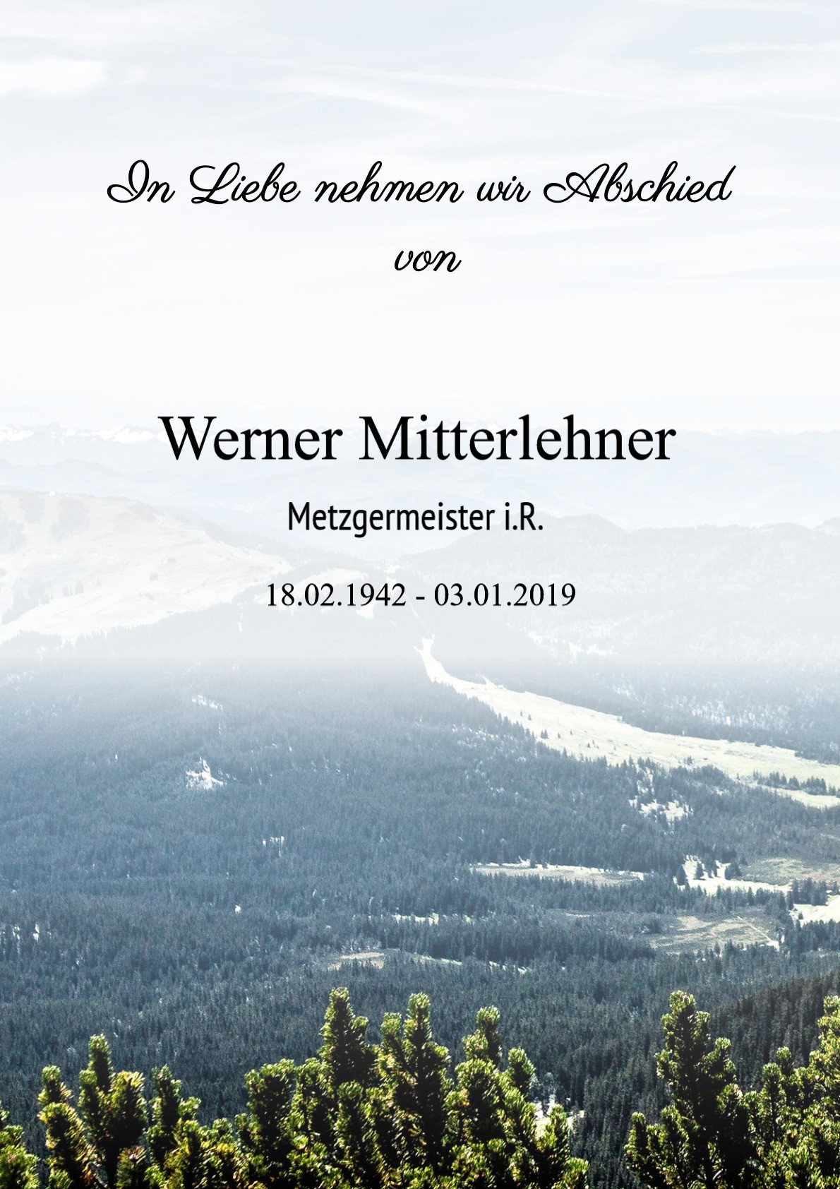 Traueranzeige von Werner Mitterlehner