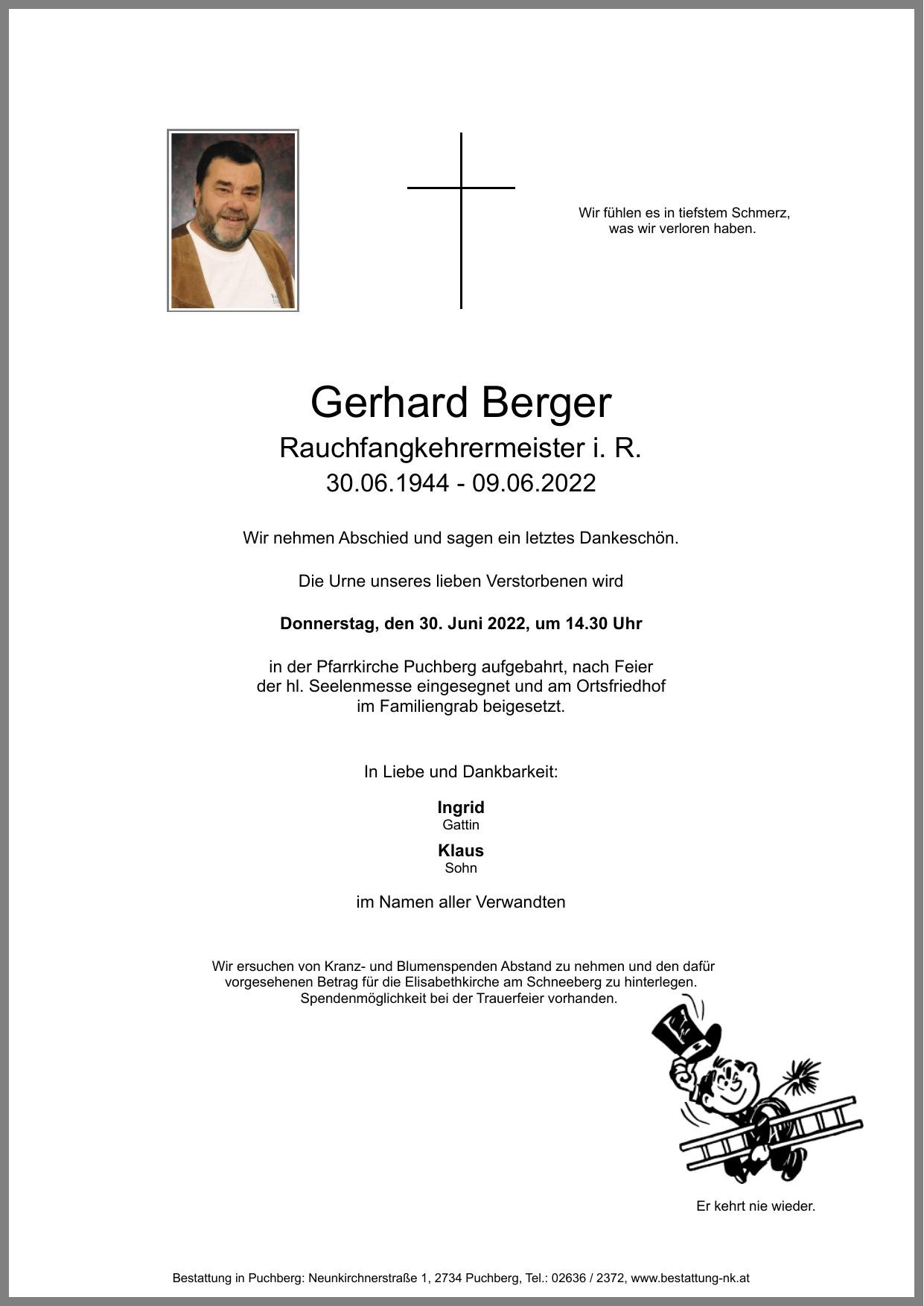 Traueranzeige von Gerhard Berger