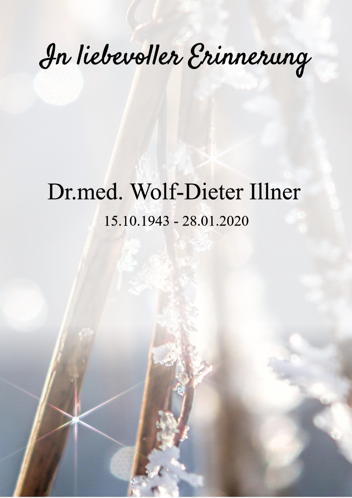 Traueranzeige von Dr.med. Wolf-Dieter Illner