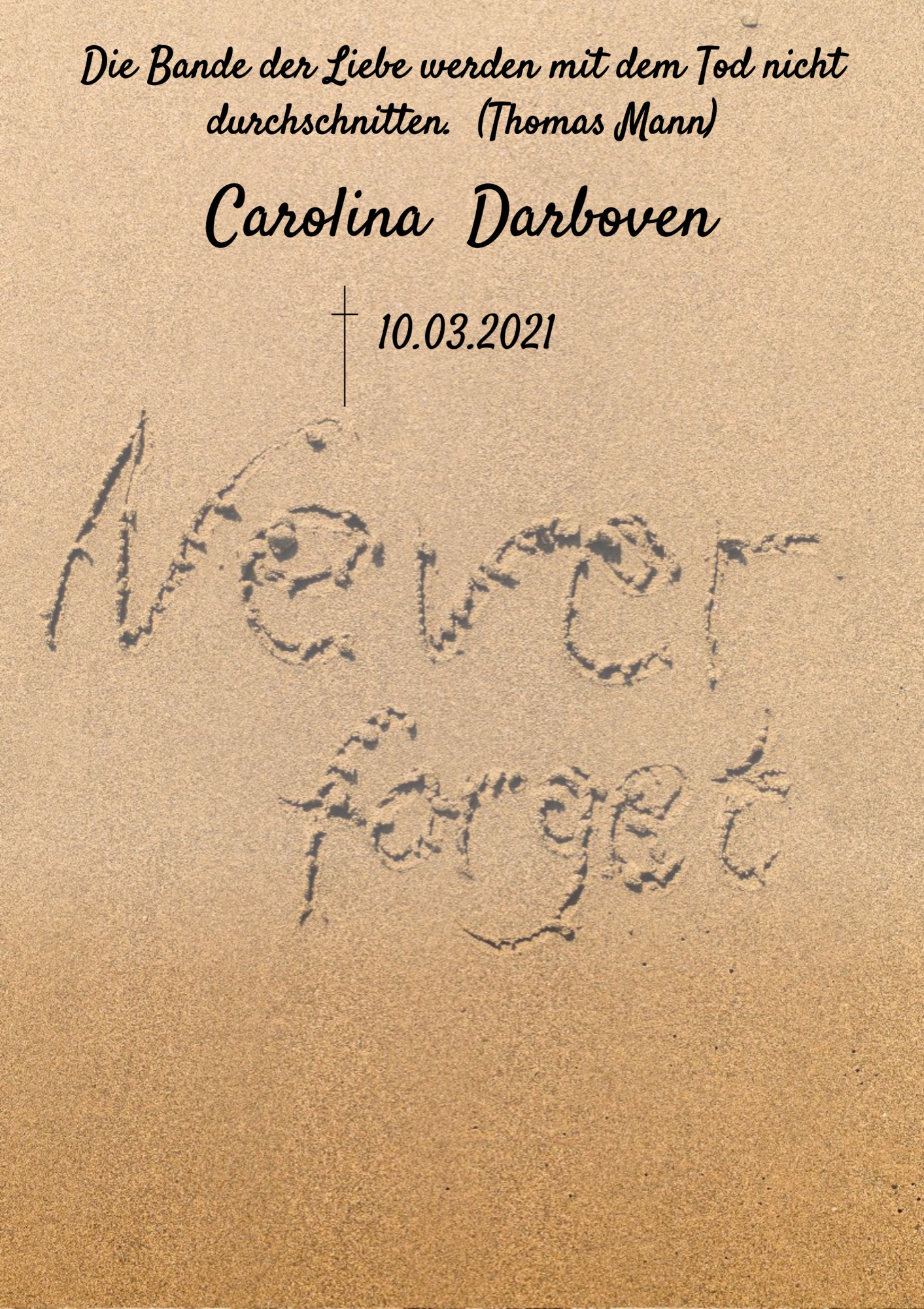 Traueranzeige von Carolina Darboven
