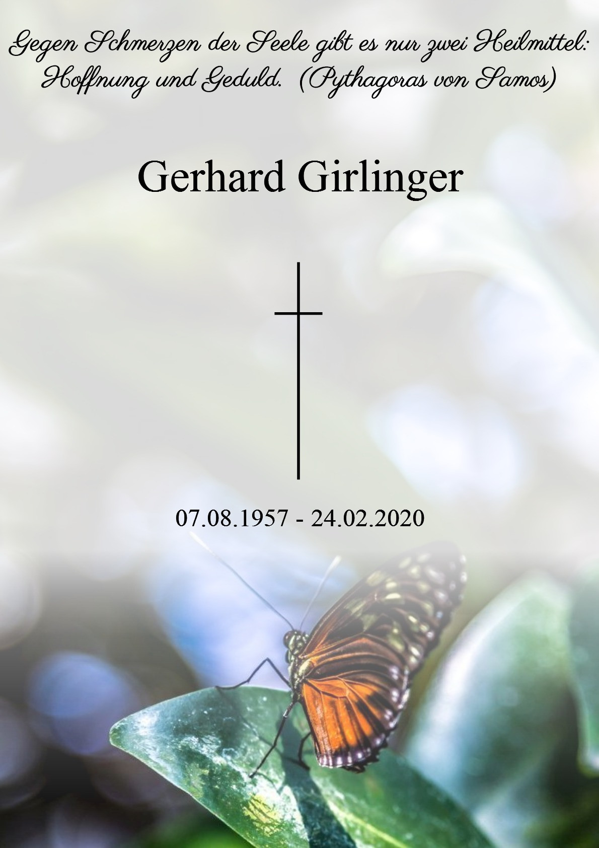 Traueranzeige von Gerhard Girlinger