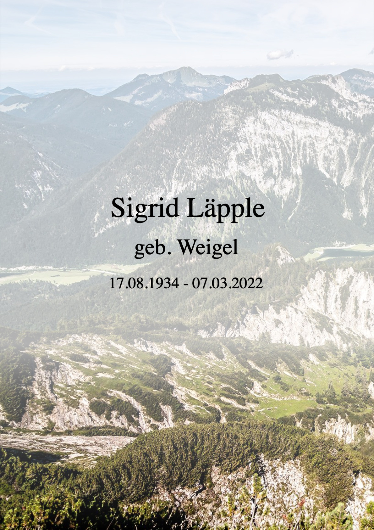 Traueranzeige von Sigrid Läpple