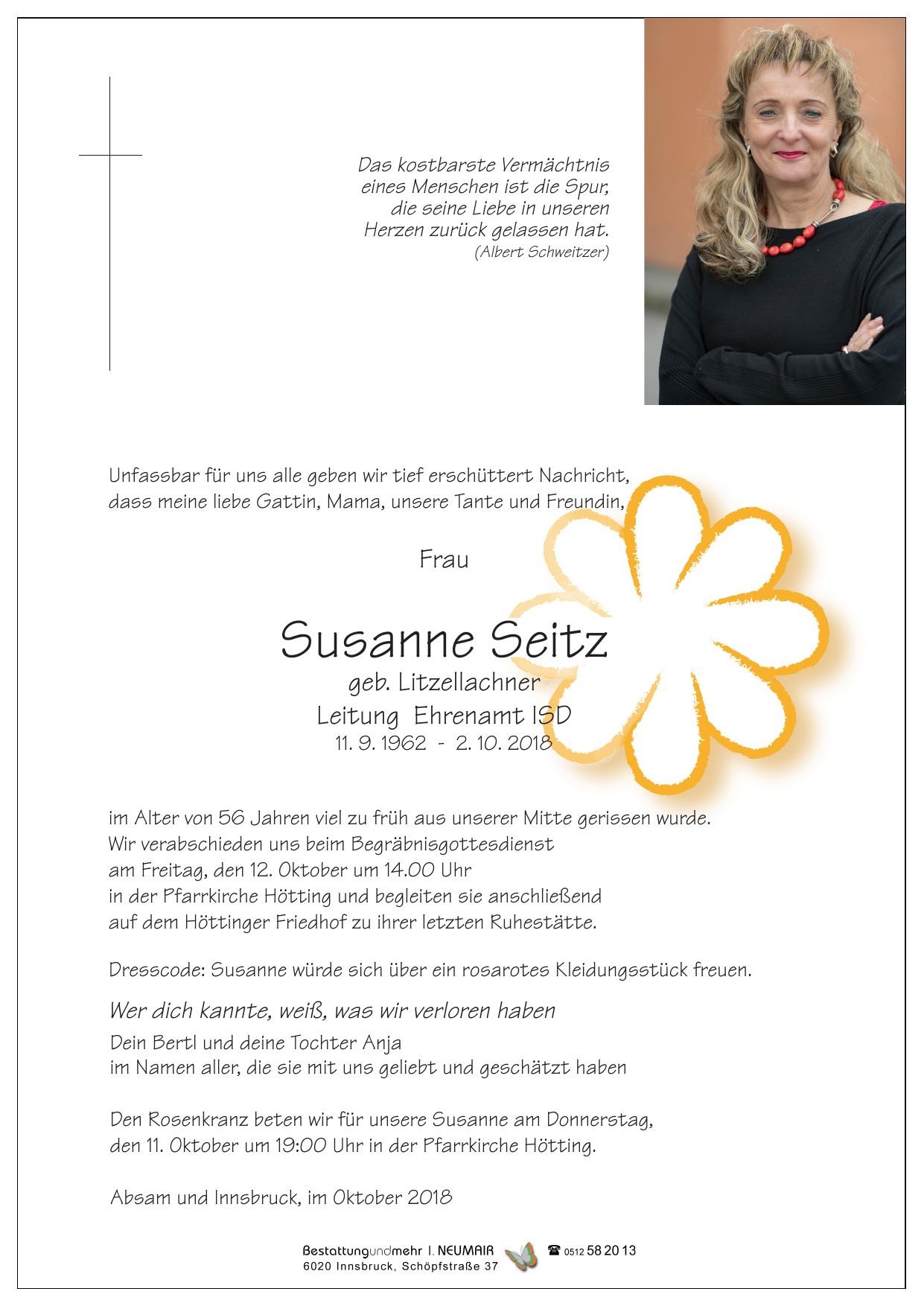 Traueranzeige von Susanne Seitz