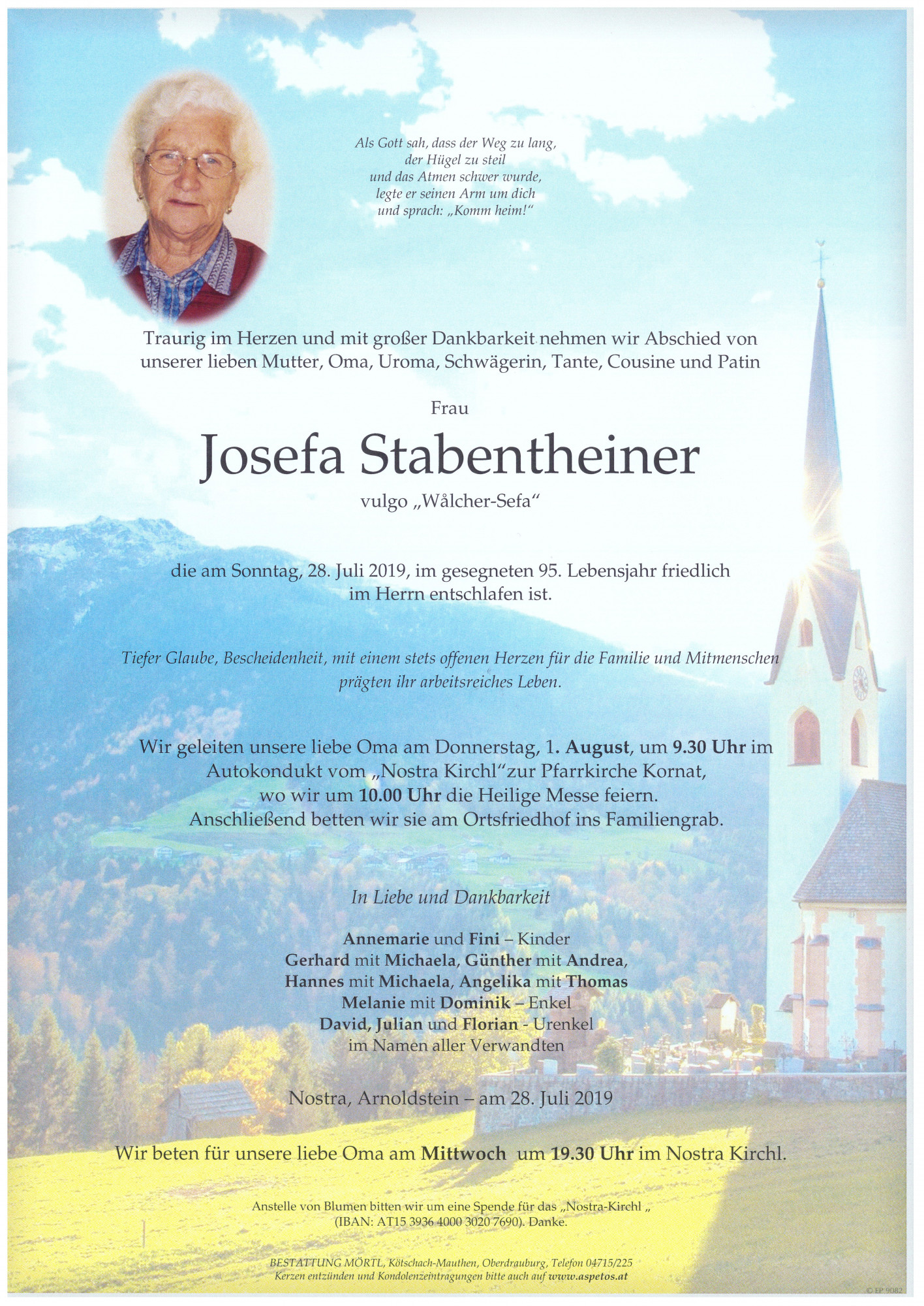 Traueranzeige von Josefa Stabentheiner