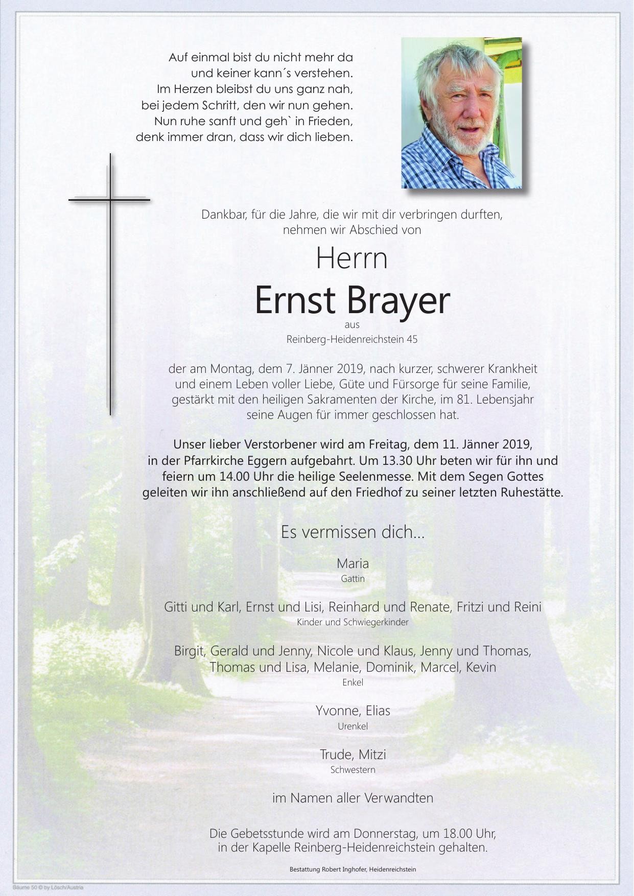 Traueranzeige von Ernst Brayer